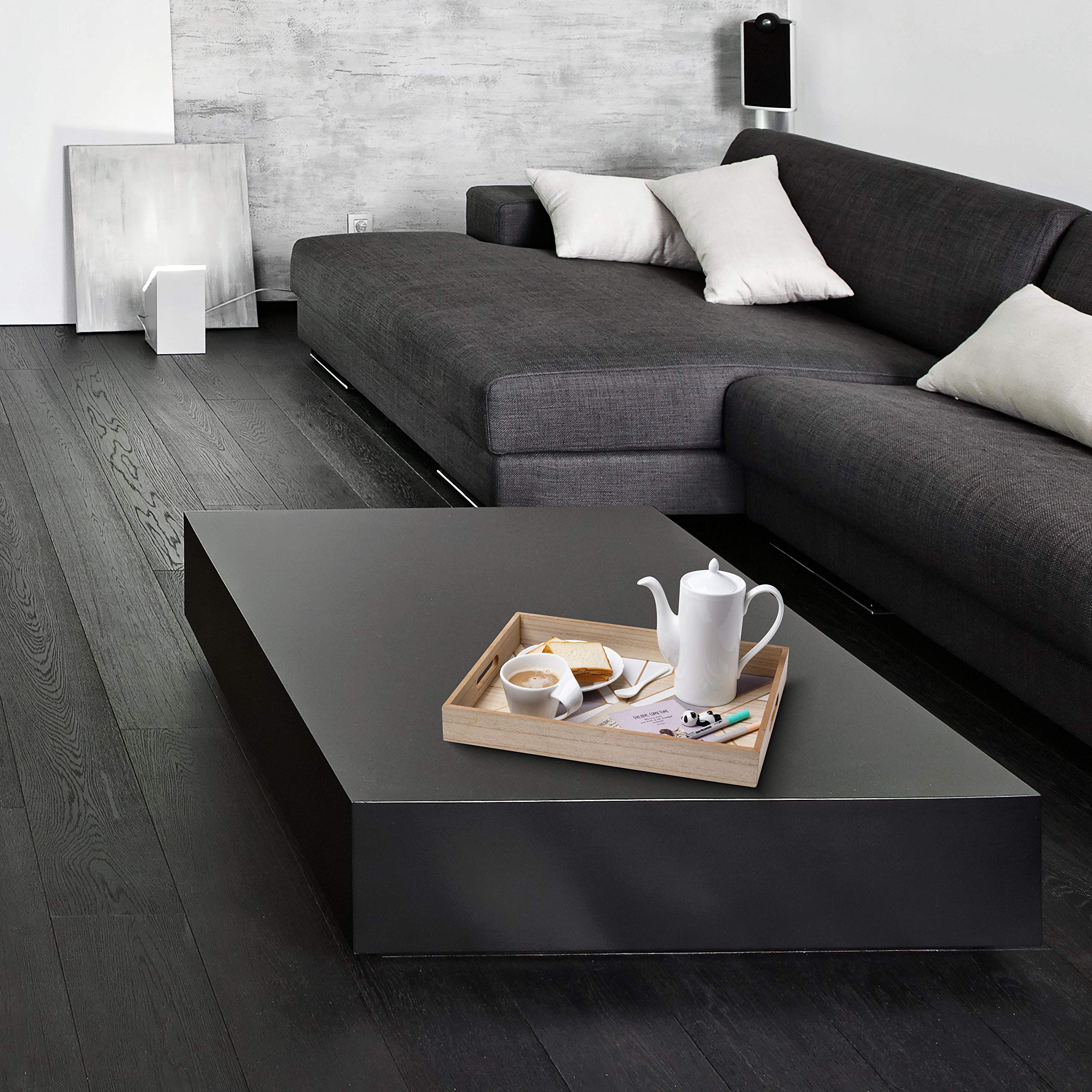 Premium Wood Serving Tray - Handcrafted Home Decor for Coffee Table, Ottoman, Bedroom & Dining | Perfect for Breakfast in Bed, Tea Parties & Living Room Organization
