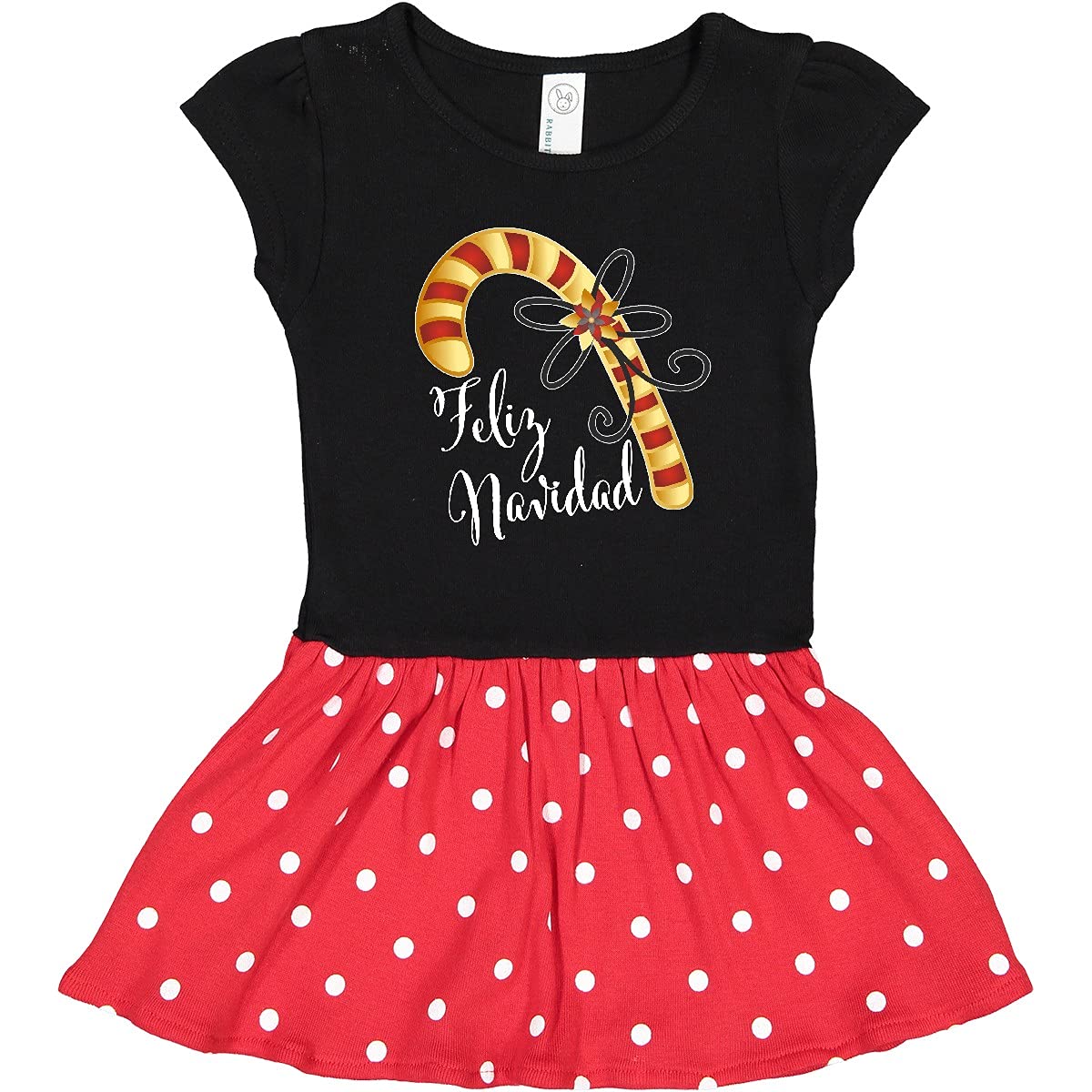 Inktastic Feliz Navidad Red and Gold Candy Cane Toddler Christmas Dress - Festive Holiday Outfit for Baby Girls & Toddlers | Perfect for Christmas Parties, Family Photos & Holiday Celebrations