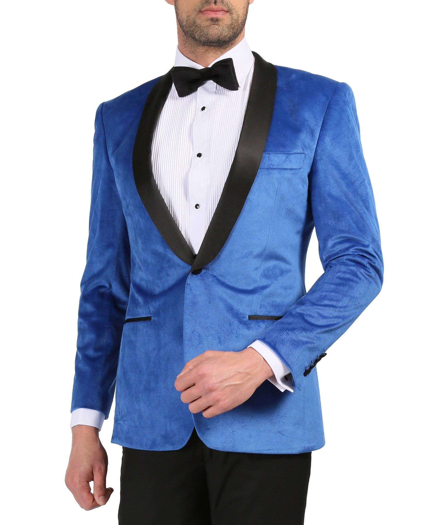 Men’s Velvet Blazer - Single Button Wedding Tuxedo Jacket with Shawl Satin Lapel for Formal Events, Evening Wear & Groom Attire | Perfect for Weddings, Galas & Black Tie Dinners