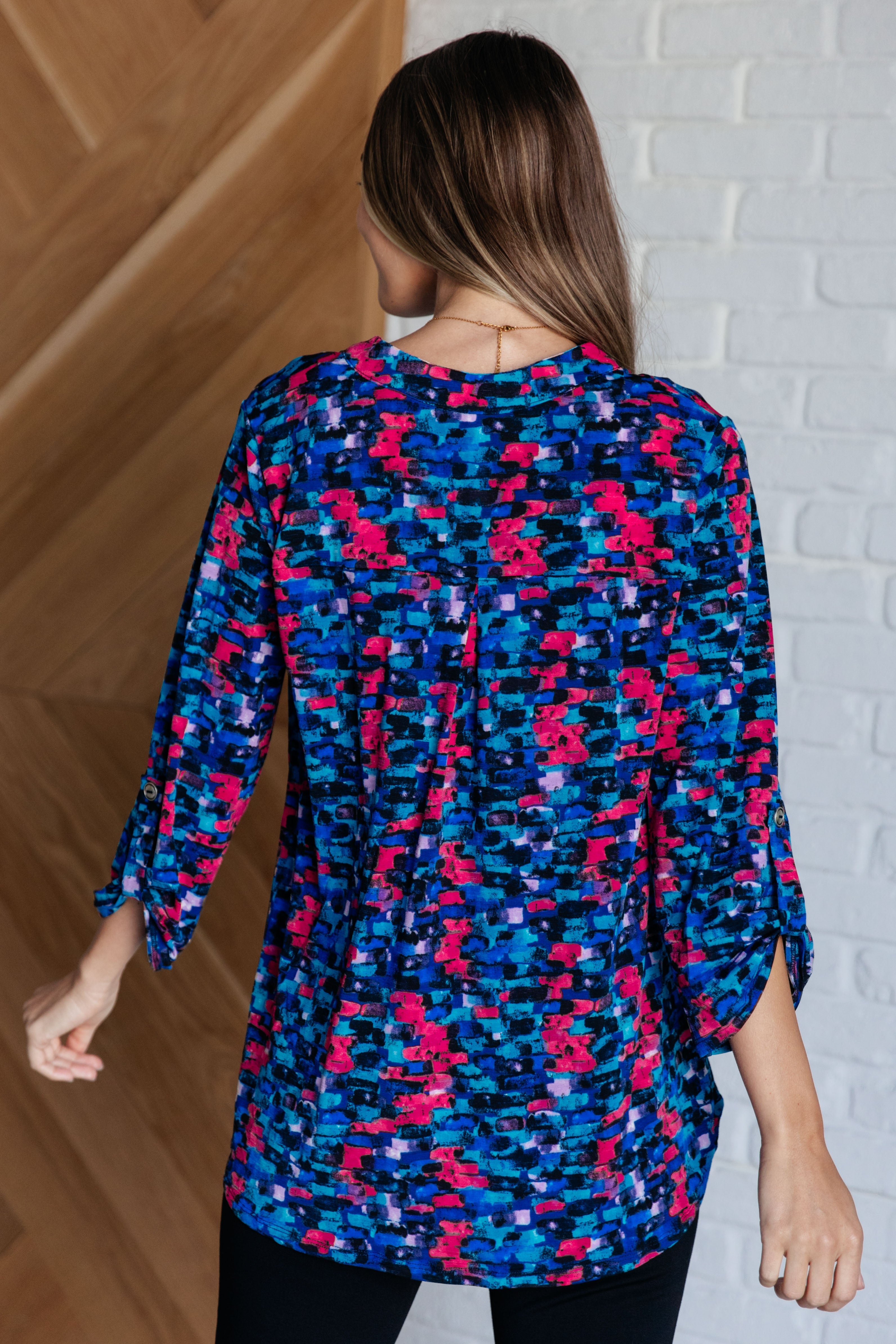 Lizzy Women's Casual Short Sleeve T-Shirt in Navy & Teal Multi Colors - Perfect for Summer Outfits, Beach Wear, and Everyday Comfort