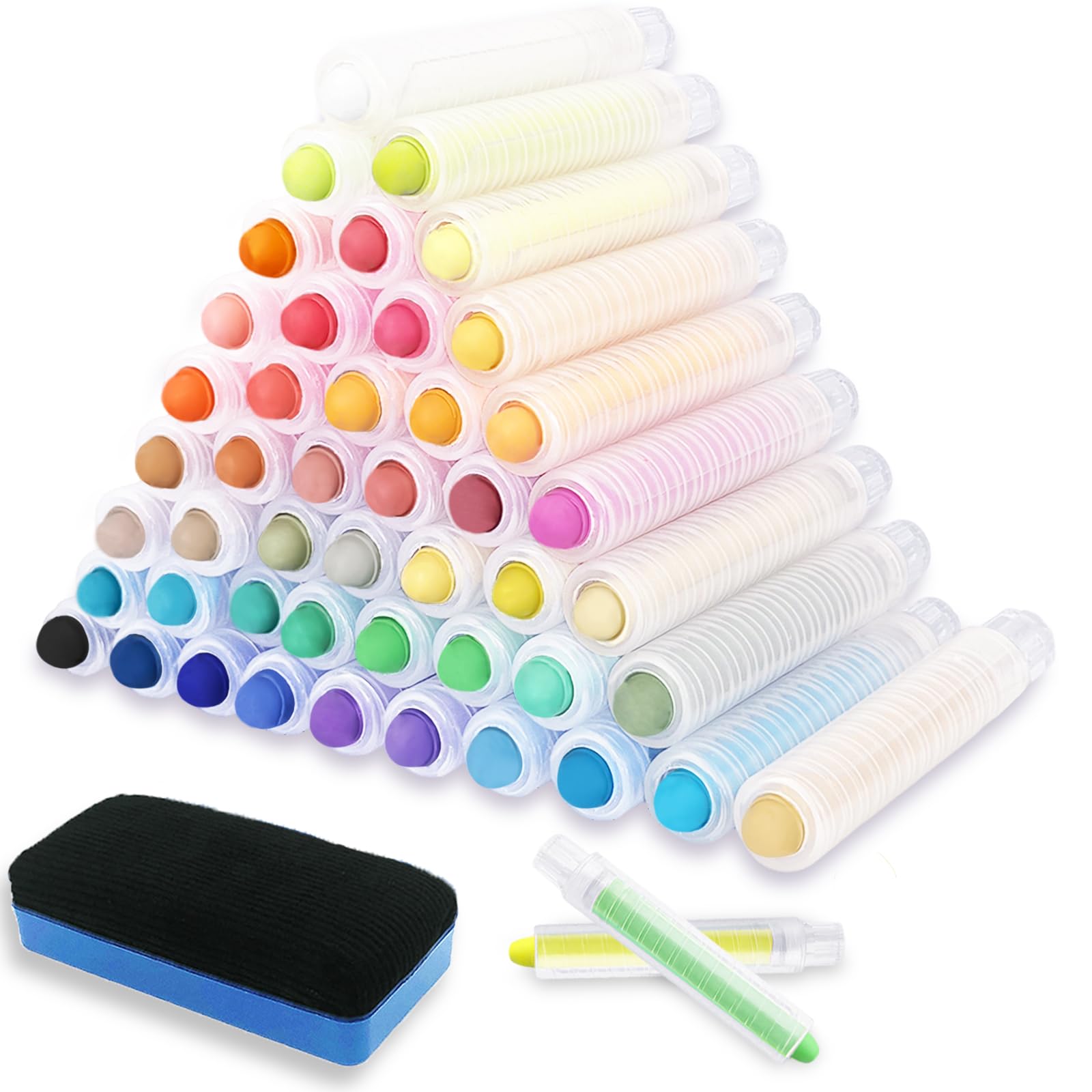 48Pcs Dustless Chalk Set with Eraser - Non-Toxic Washable Colored Chalk for Kids, Toddlers & Teachers - Perfect for Classroom, Home Schooling & Blackboard Drawing Activities