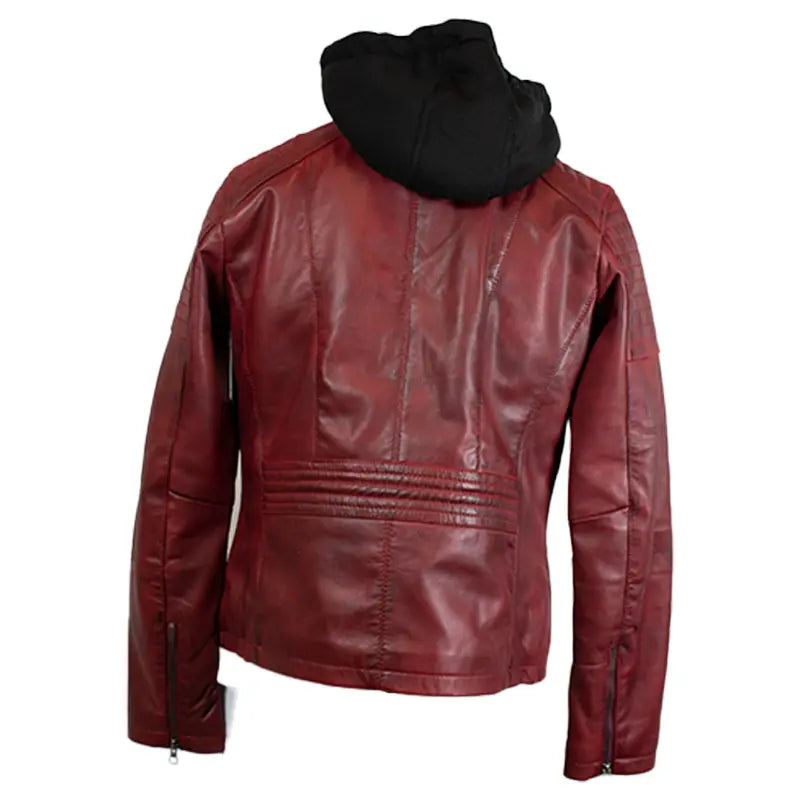 BOL Women's Hooded Leather Jacket - Stylish Faux Leather Coat with Zipper Closure, Warm Winter Outerwear for Casual Outfits & Streetwear Fashion