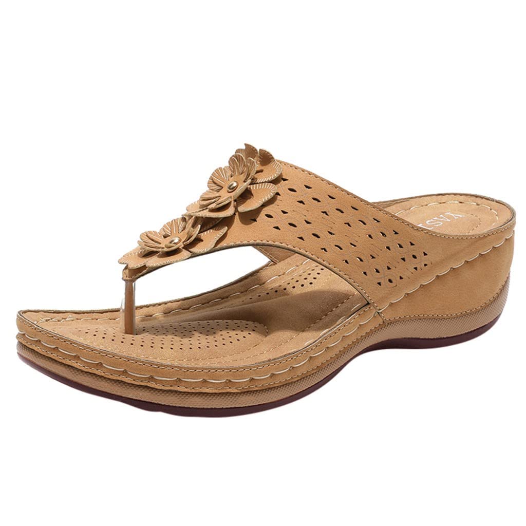 Women's Comfortable Thong Slip-On Loafers - Floral Cutout Flat Dress Shoes for Casual Wear | Perfect for Office, Walking & Daily Outfits