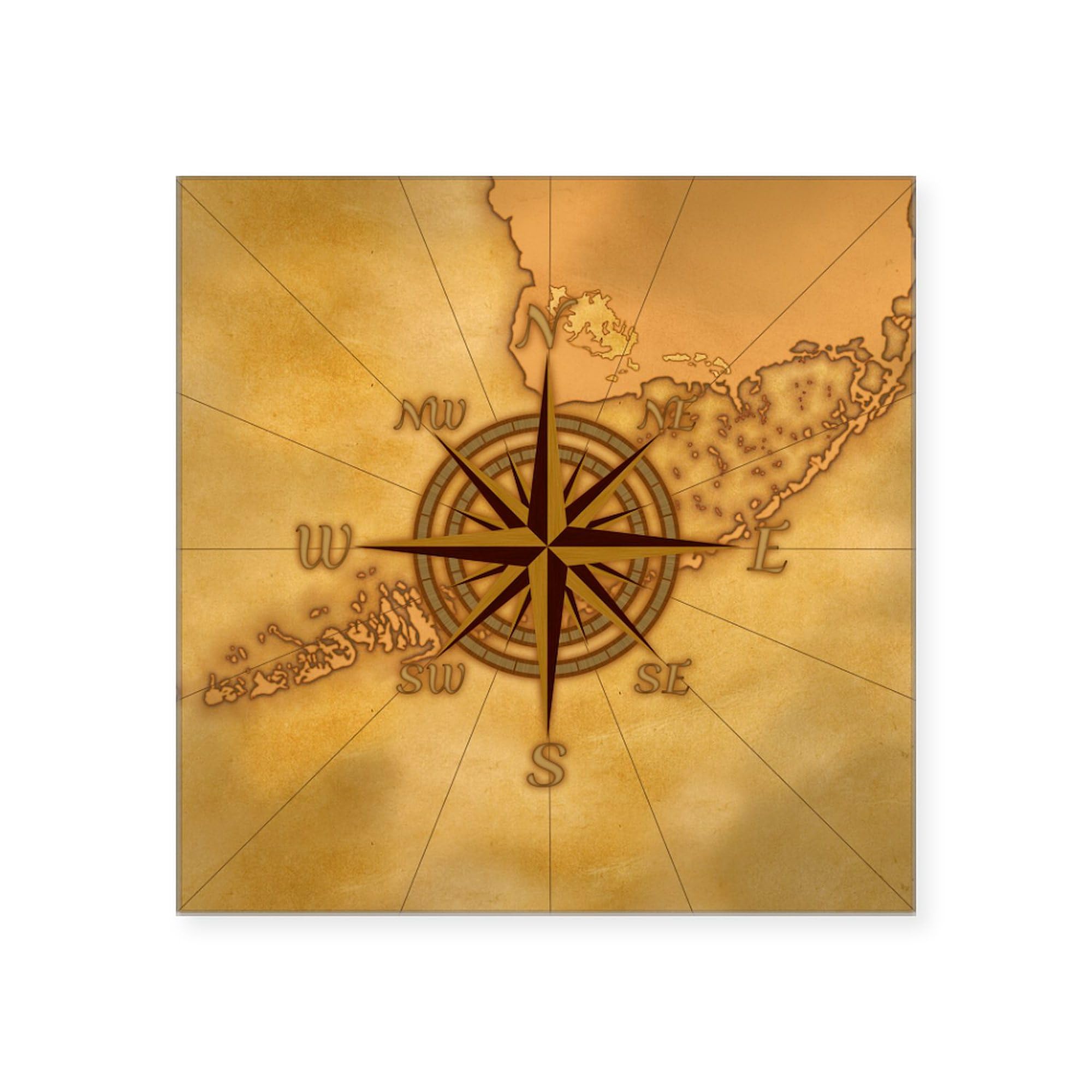 Vintage Compass Rose Sticker - Square Bumper Decal for Cars, Trucks & Laptops - Waterproof Vinyl Car Sticker - Perfect for Travel Enthusiasts & Outdoor Adventures