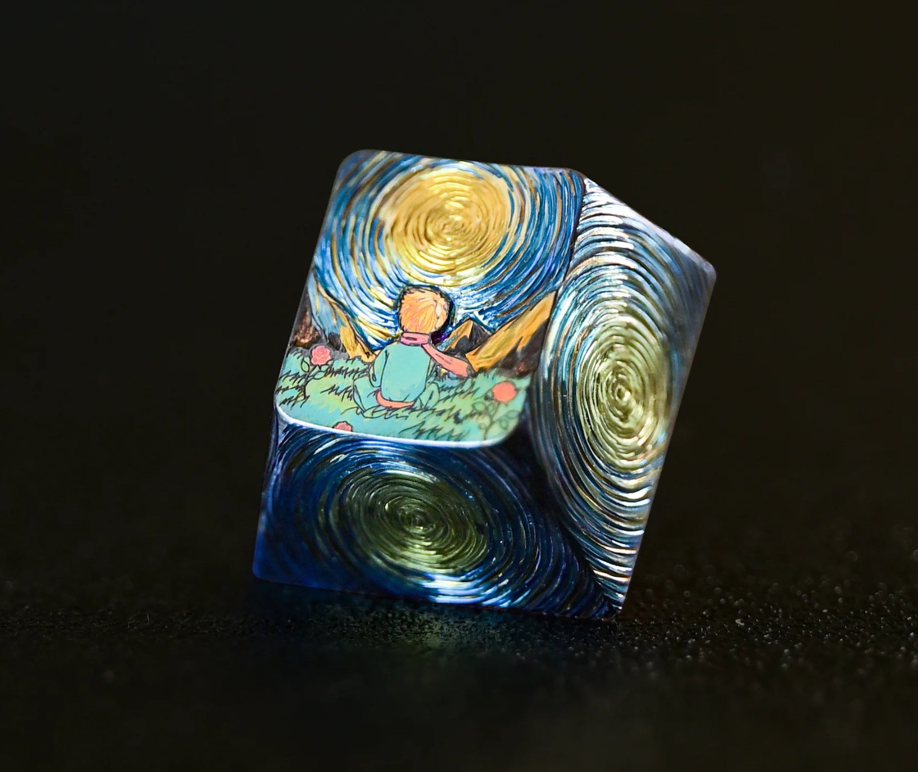 Le Petit Prince Hand Carved Titanium Alloy Keycaps - Starry Sky Texture, Personalized Metal Decorative Keycaps for Mechanical Keyboards | Perfect for Gaming, Typing & Custom Keyboard Builds