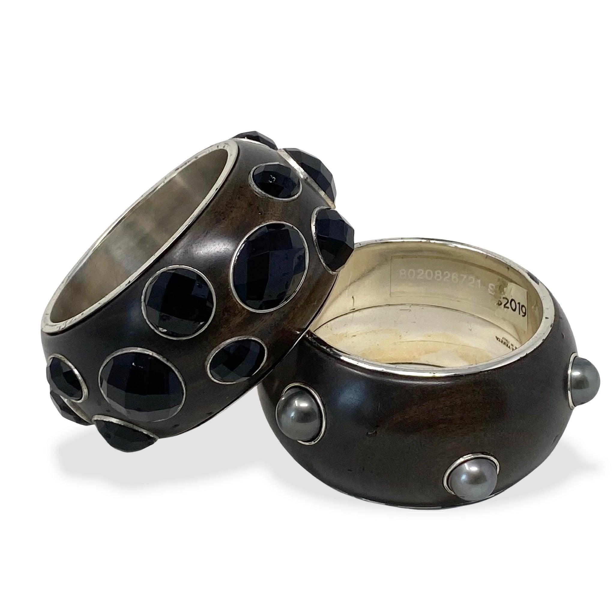 Bottega Veneta Wood Sterling Silver Bangles - Luxury Handmade Bracelets for Women, Perfect for Weddings, Parties & Everyday Elegance