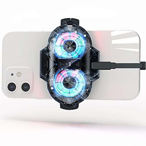 Phone Cooler for iPhone - Smartphone Cooling Fan with LED Temperature Display, Dual Fans & RGB Lights, 2.63-3.46 Inch Semiconductor Heatsink | Perfect for Gaming, Streaming & Overheating Protection