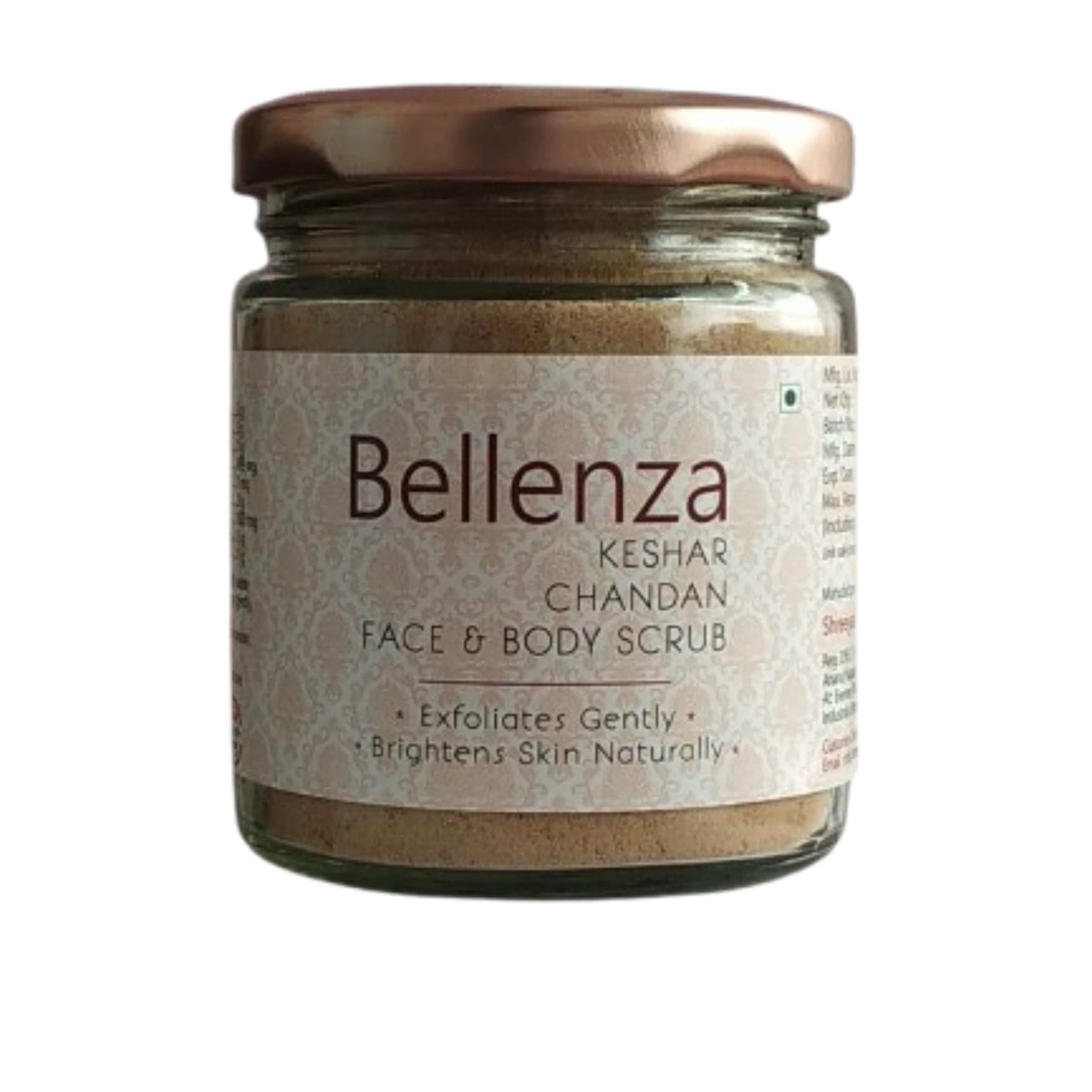 BELLENZA Keshar Chandan Face & Body Scrub - Premium Ayurvedic Ubtan for Glowing Skin & Holistic Wellness | 50g | Exfoliating & Brightening for Daily Skincare Routine
