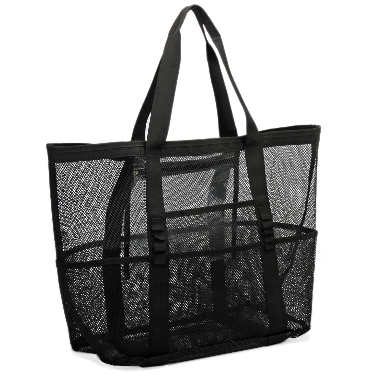 Large Mesh Beach Tote Bag - Sand Toy Storage, Family Travel & Grocery Shopping - Reusable & Durable for Pool, Beach, Picnic & Outdoor Activities