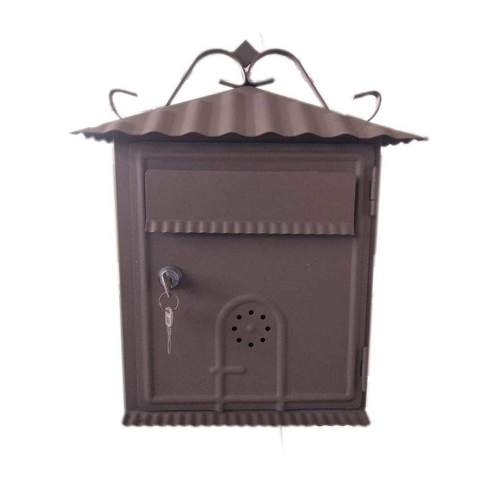 Vintage Wall Mounted Mailbox - Weatherproof Outdoor Lockable Letterbox with Secure Parcel Drop Box for Front Door | Perfect for Home, Apartment & Office Mail Security
