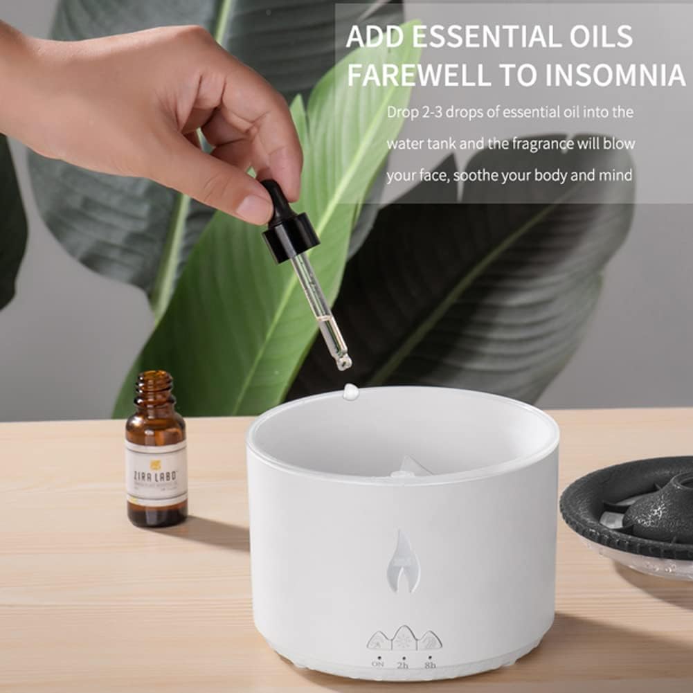 Premium Dhyanut Essential Oil Diffuser with Flame Light - Cool Mist Humidifier for Home, 2 Mist Modes, Timer & Auto-Off Safety | Quiet Aromatherapy Diffuser for Office, Spa, Yoga & Bedroom Relaxation | BPA-Free Plastic Design