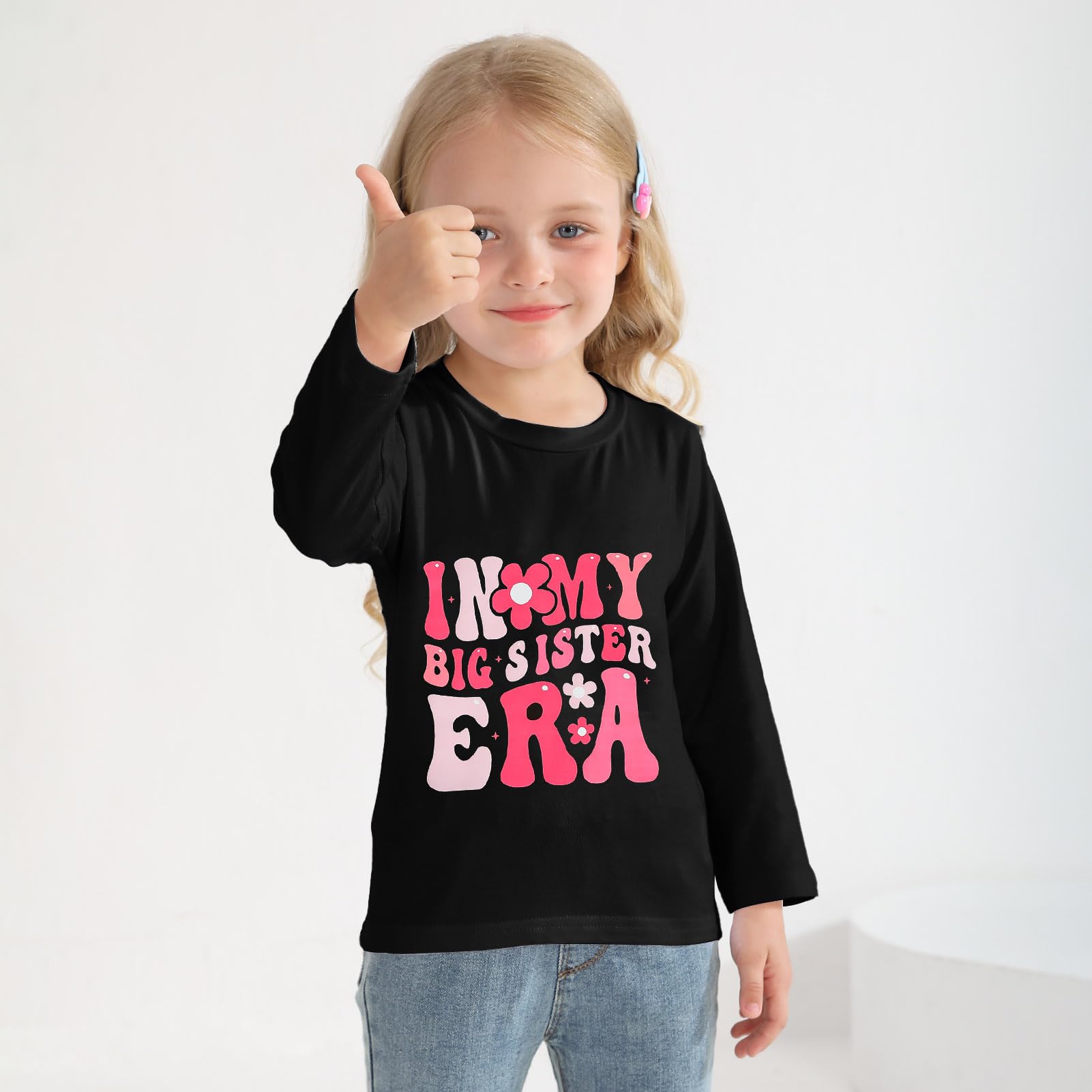 Big Sister Shirt for Toddler Girls - Long Sleeve Top for Baby Announcement