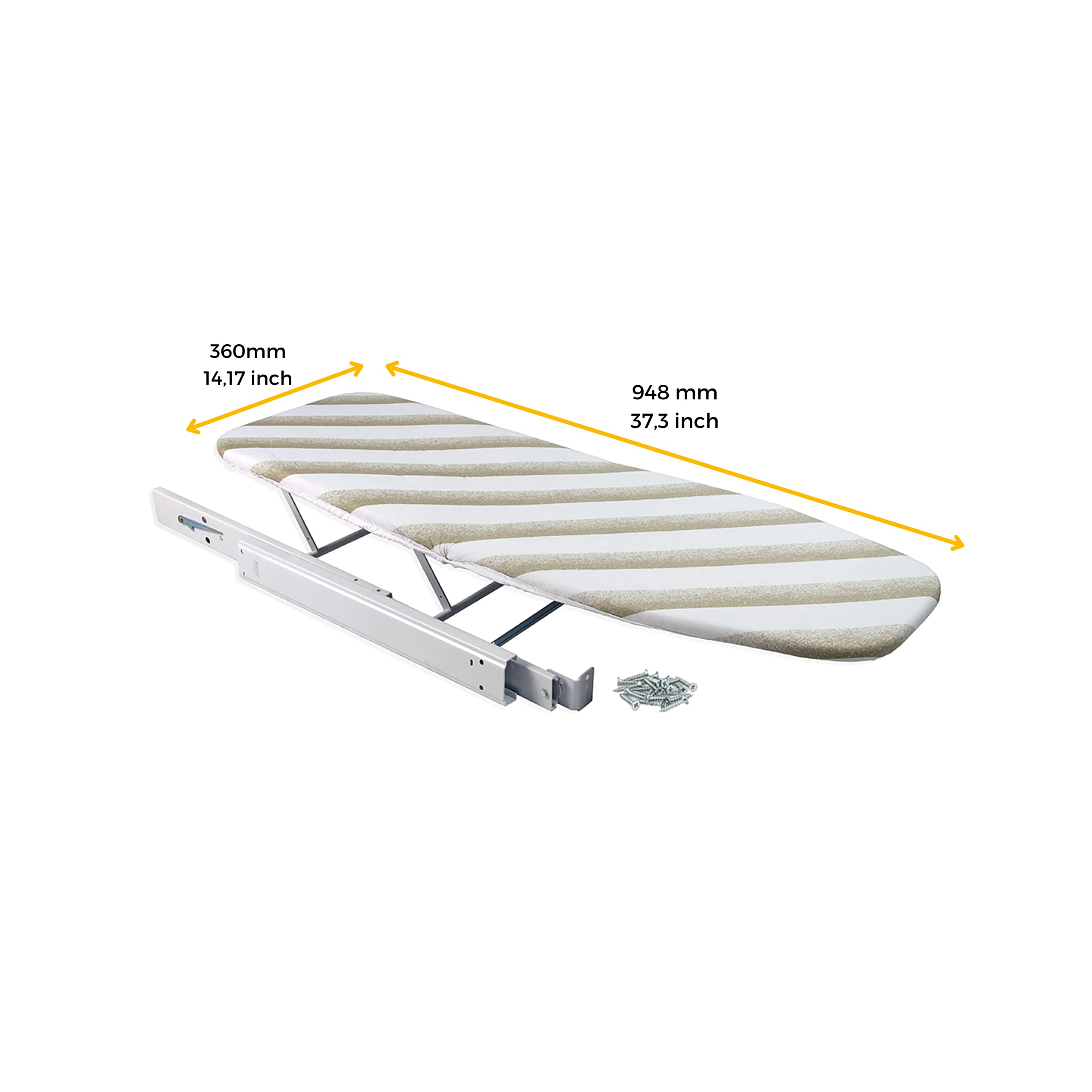 Foldable Ironing Board for Extendable Drawer - Space Saving White Iron Board for Small Laundry Rooms & Apartments | Perfect for Compact Homes & Closet Storage