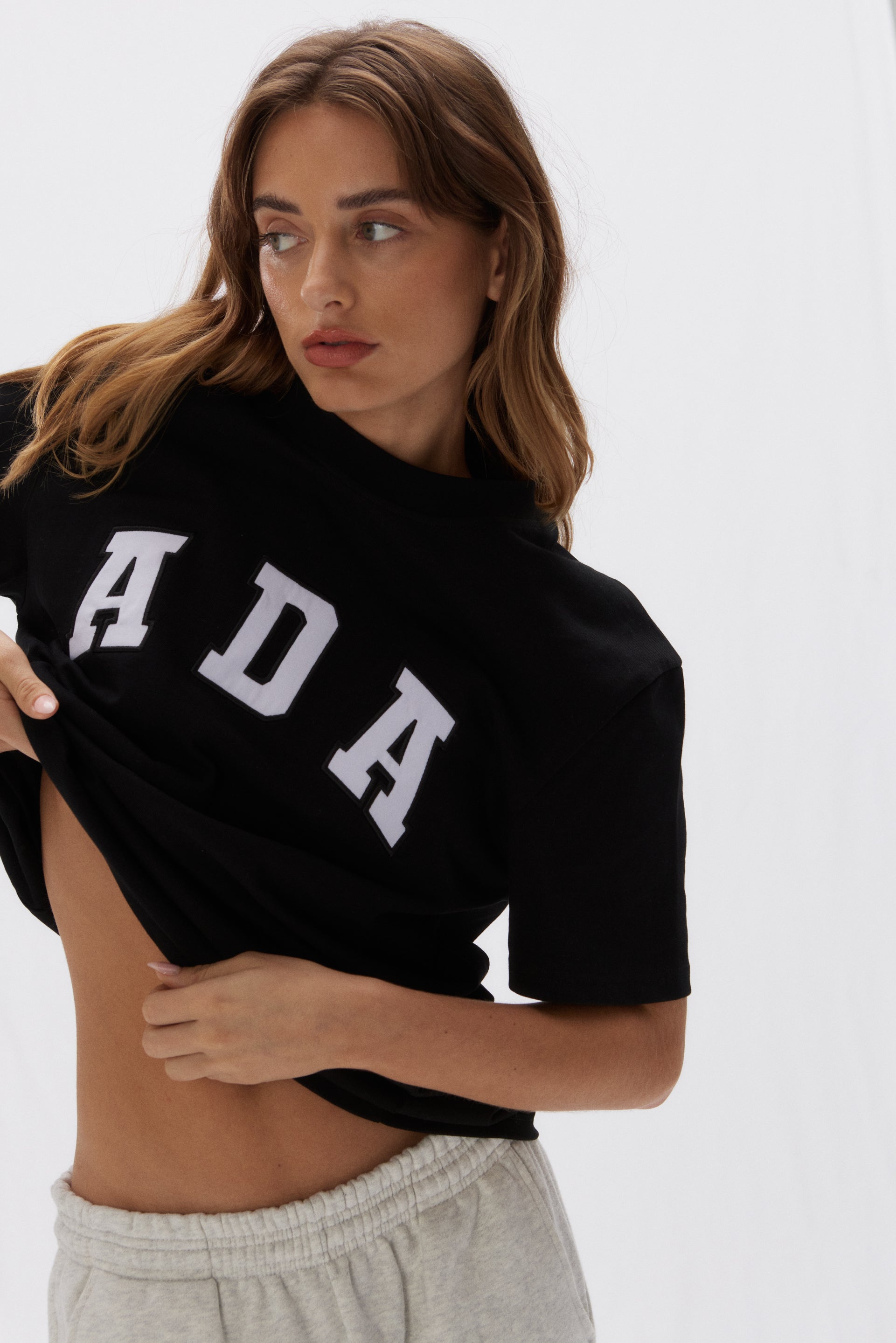 ADA Oversized Short Sleeve T-Shirt for Women - Soft Cotton Black Tee - Casual Loungewear & Streetwear Fashion