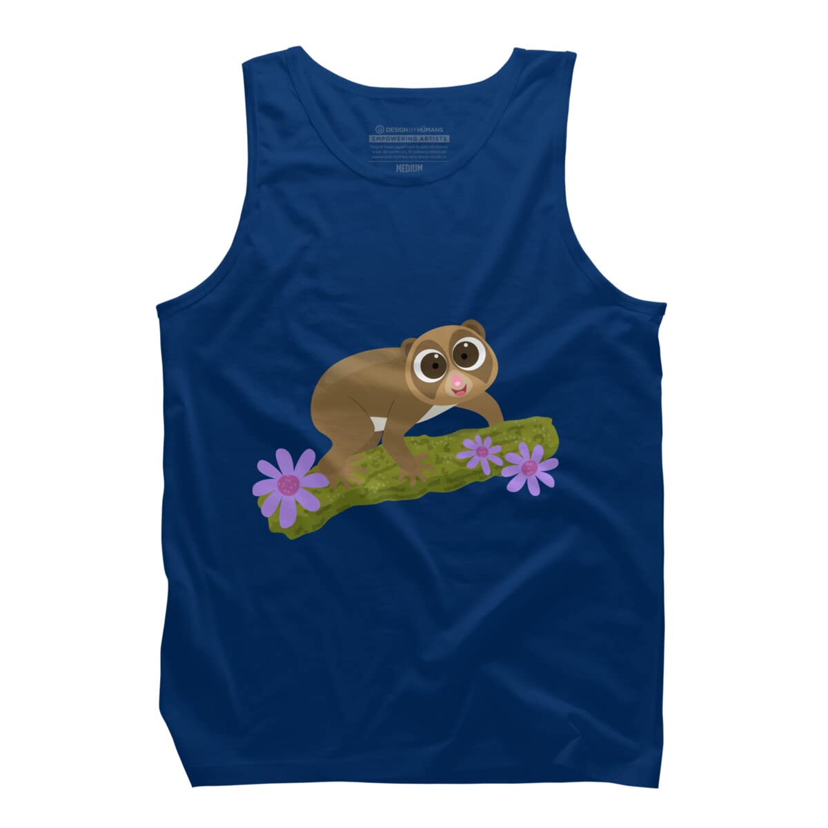 Design By Humans Men's Cute Happy Slow Loris on Branch Cartoon Graphic Tank Top - Comfortable Casual Tee for Summer Outings, Beach Trips & Lounge Wear