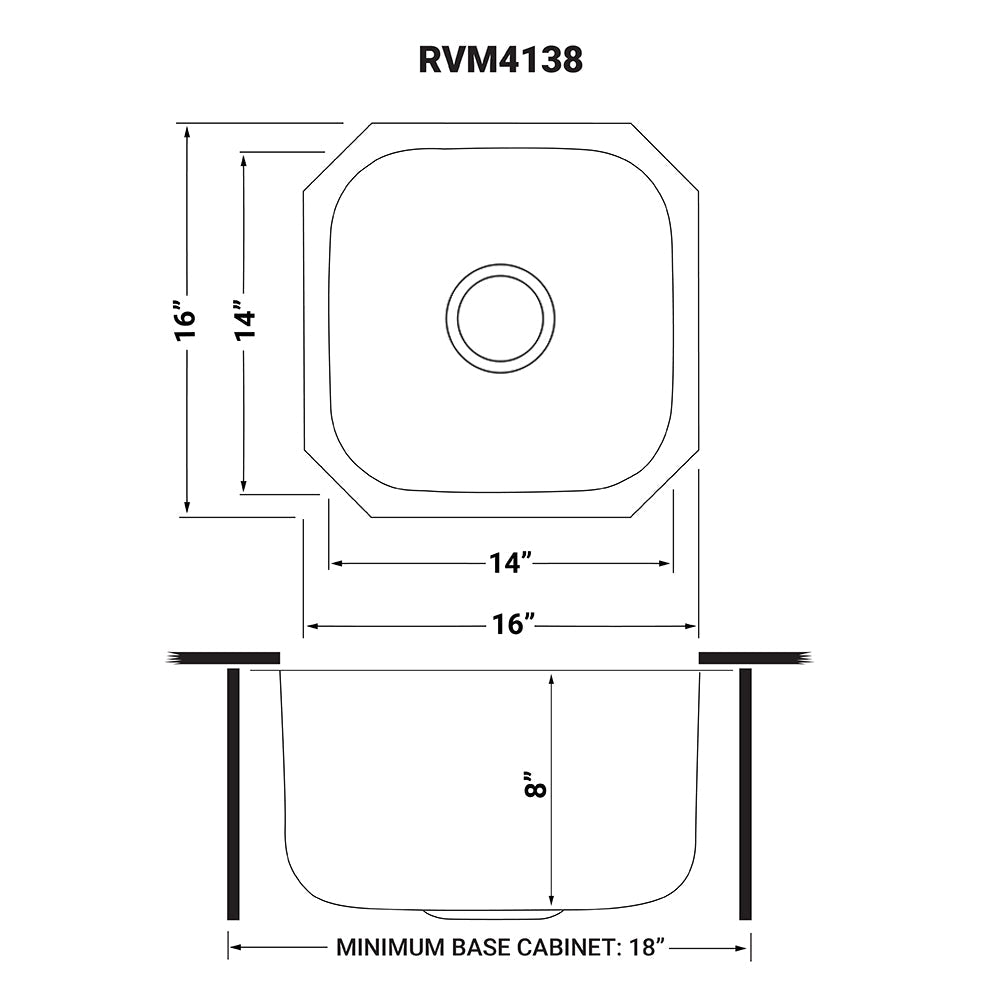 16 x 16 Inch Undermount Bar Prep Sink - 16 Gauge Stainless Steel Commercial Kitchen Sink for Restaurants, Bars, and Food Service Stations - Heavy Duty & Easy to Clean
