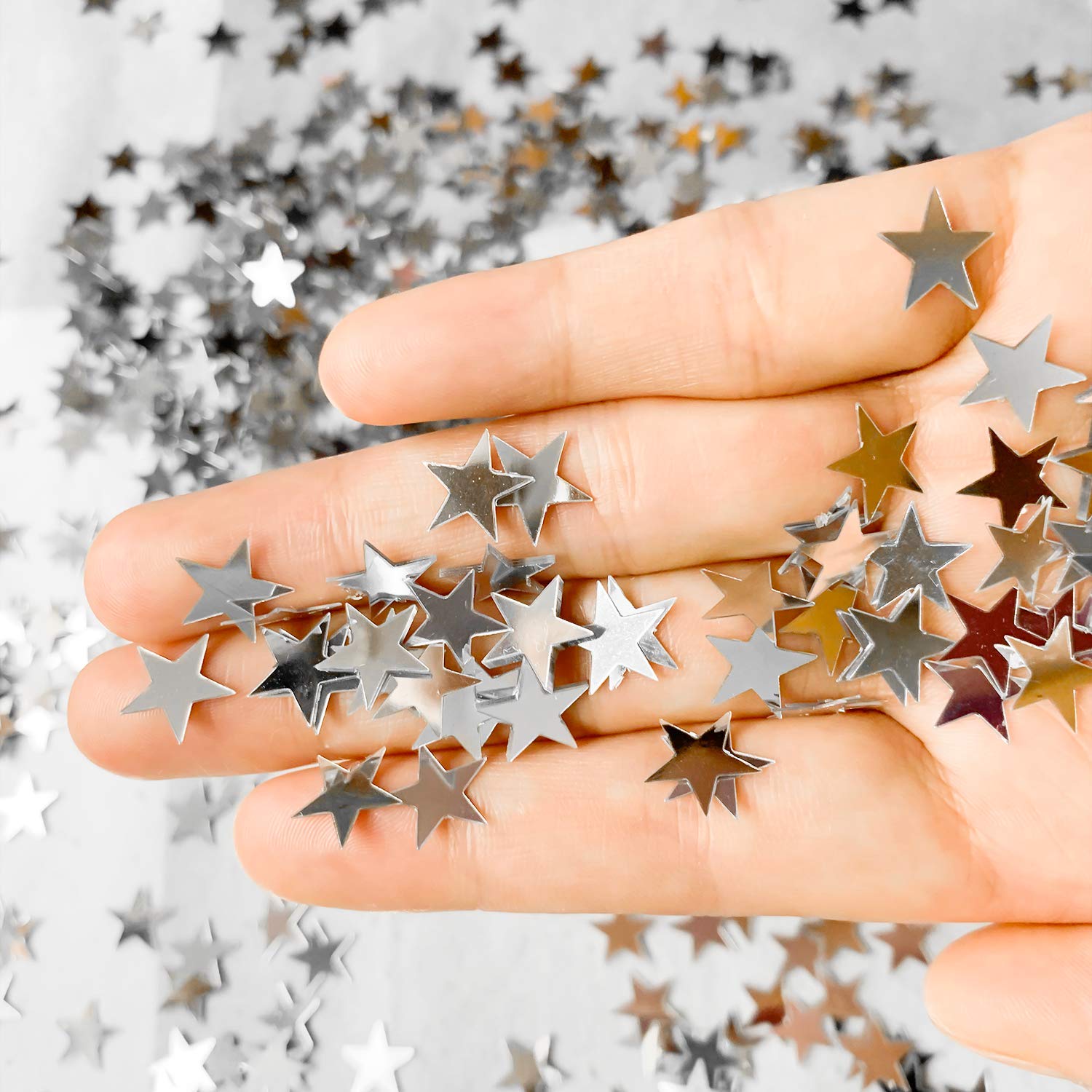 Werich Silver Star Confetti - Metallic Foil Stars for Birthday, Baby Shower & Wedding Party Decorations | Perfect for Table Scatter, Cake Toppers & Festival Celebrations
