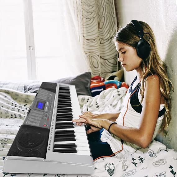 MUSTAR 61-Key Electronic Keyboard Piano with Stand, LCD Screen, Headphones & Microphone - Full Size Portable Digital Piano for Beginners & Kids - Perfect for Home Practice, Music Lessons & Birthday Gifts