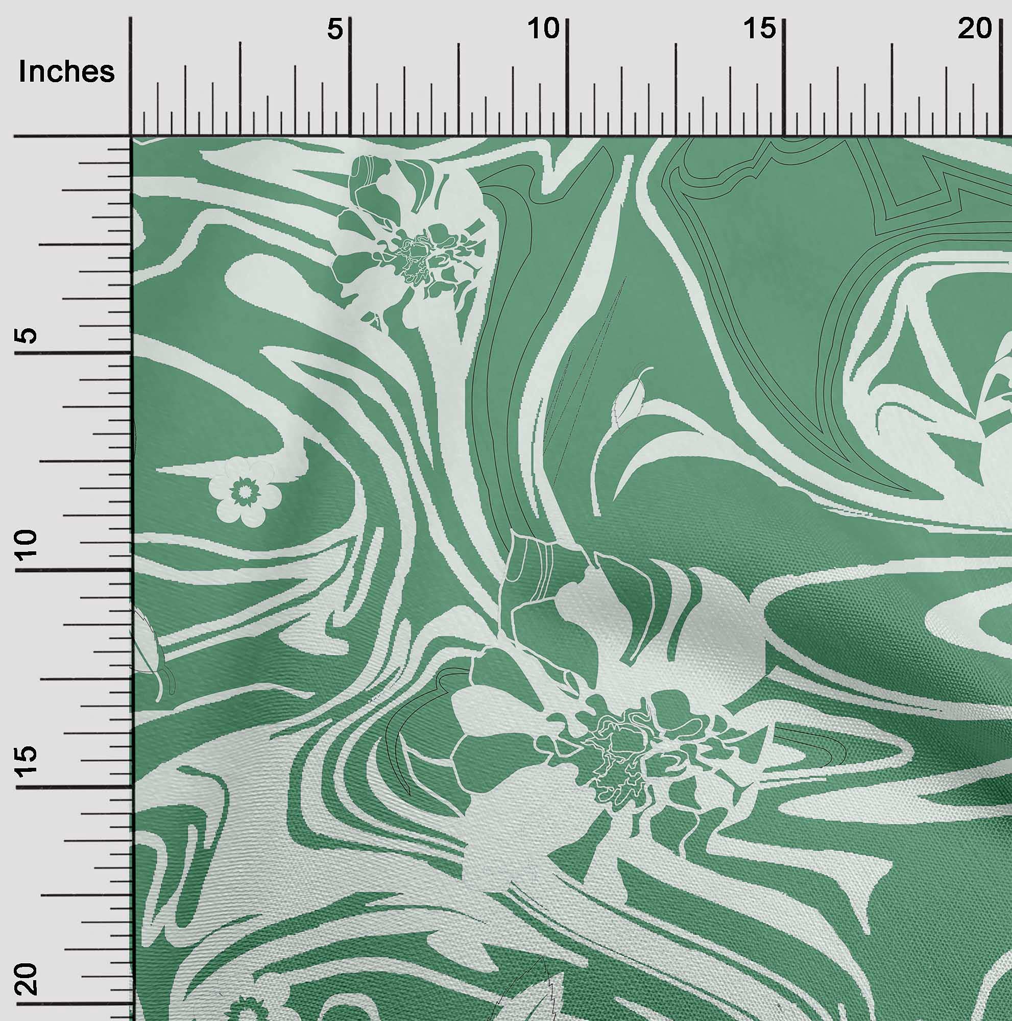 oneOone Rayon Green Abstract Printed Fabric by The Yard - 56 Inch Wide for DIY Clothing, Dresses, Quilting & Home Decor Sewing Projects