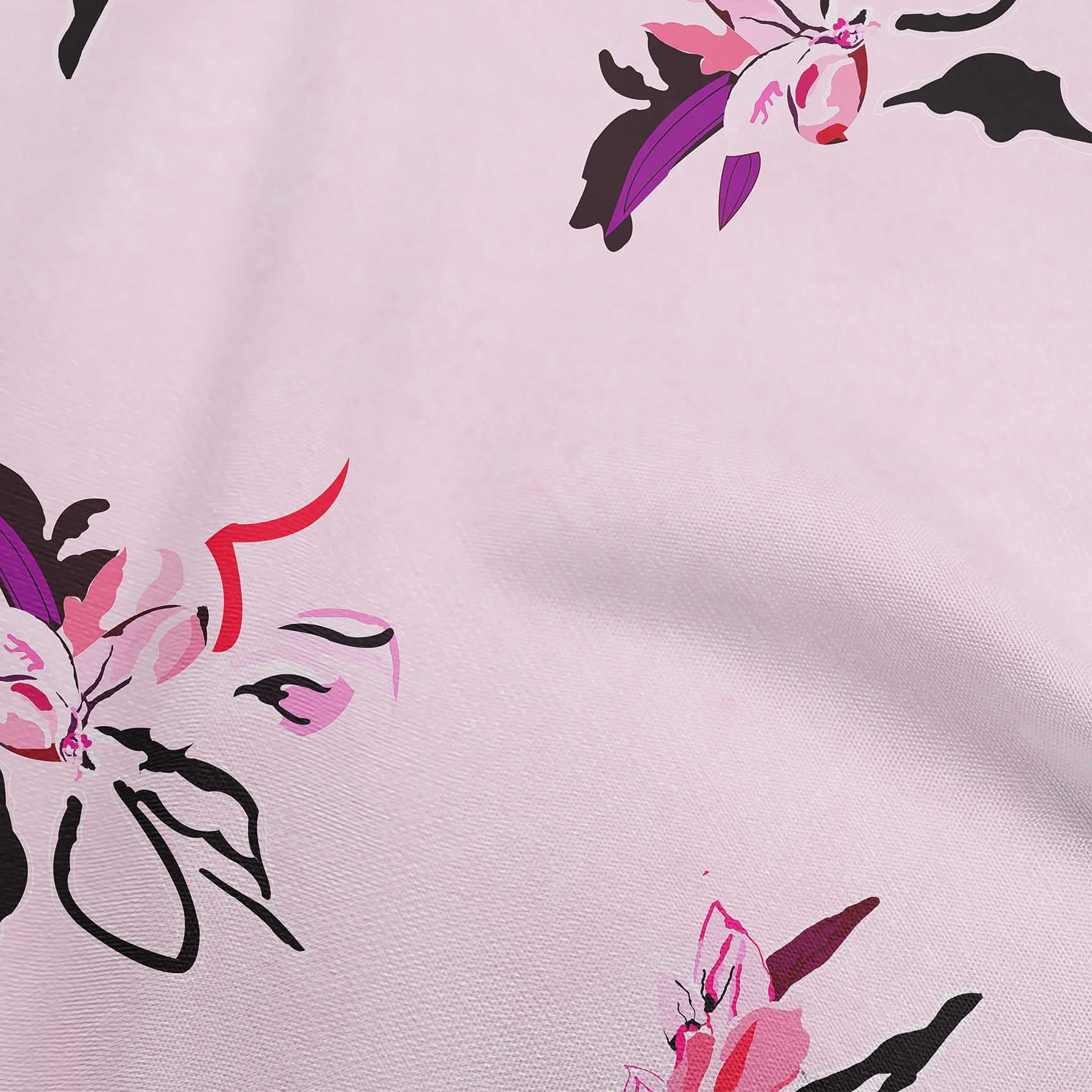 oneOone Georgette Viscose Fabric - Light Pink Floral Print Dress Material 42 Inch Wide by The Yard | Perfect for Dresses, Scarves & Home Decor
