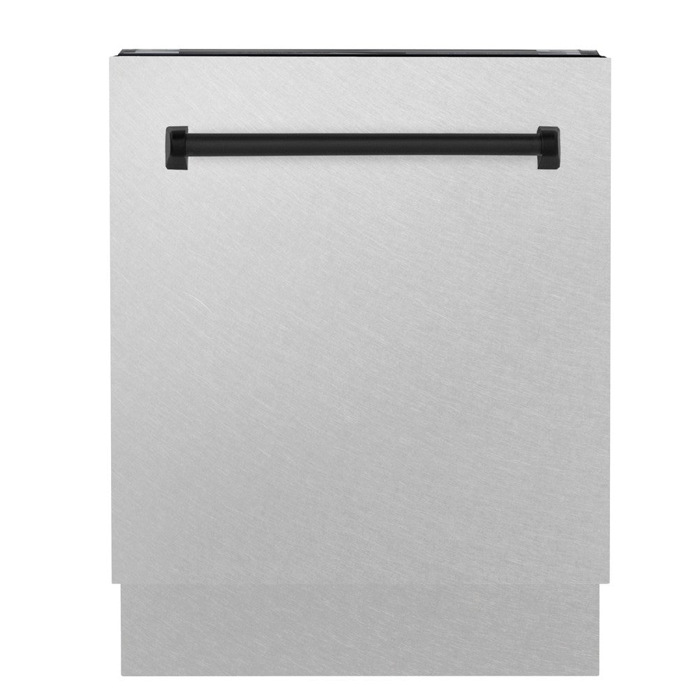 ZLINE Autograph Edition 24-inch Built-In Dishwasher with 3rd Rack - Satin Stainless Steel Panel & Matte Black Handle - Ultra Quiet 51dBa - Perfect for Modern Kitchens and Open-Concept Homes (DWVZ SN 24 MB)