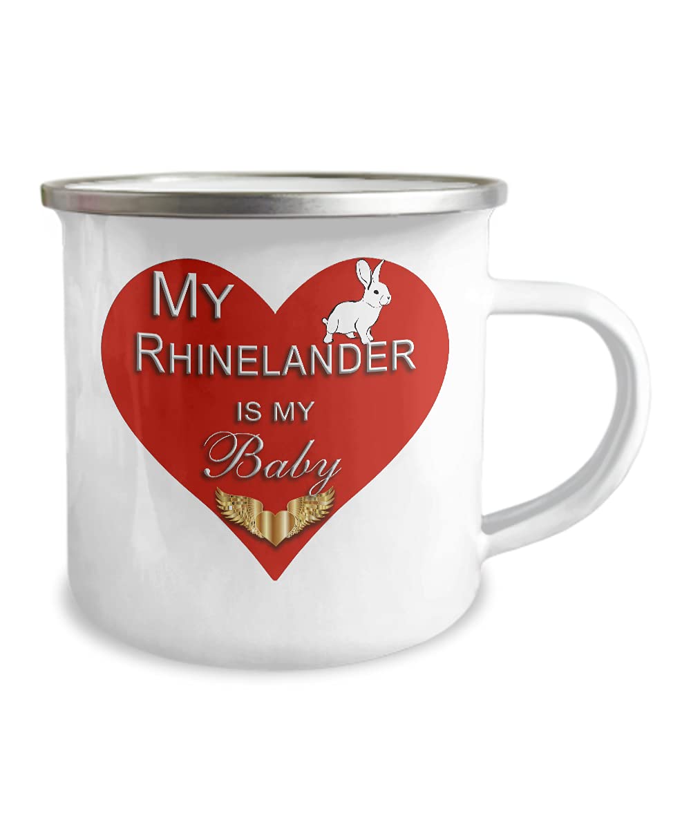 Rhinelander Bunny Pet Accessories for Rabbit Owners - My Rabbit Is My Baby Gold Heart Design - 12oz Enameled Stainless Steel Coffee Mug for Tea & Hot Chocolate - Perfect Gift for Pet Lovers & Rabbit Parents