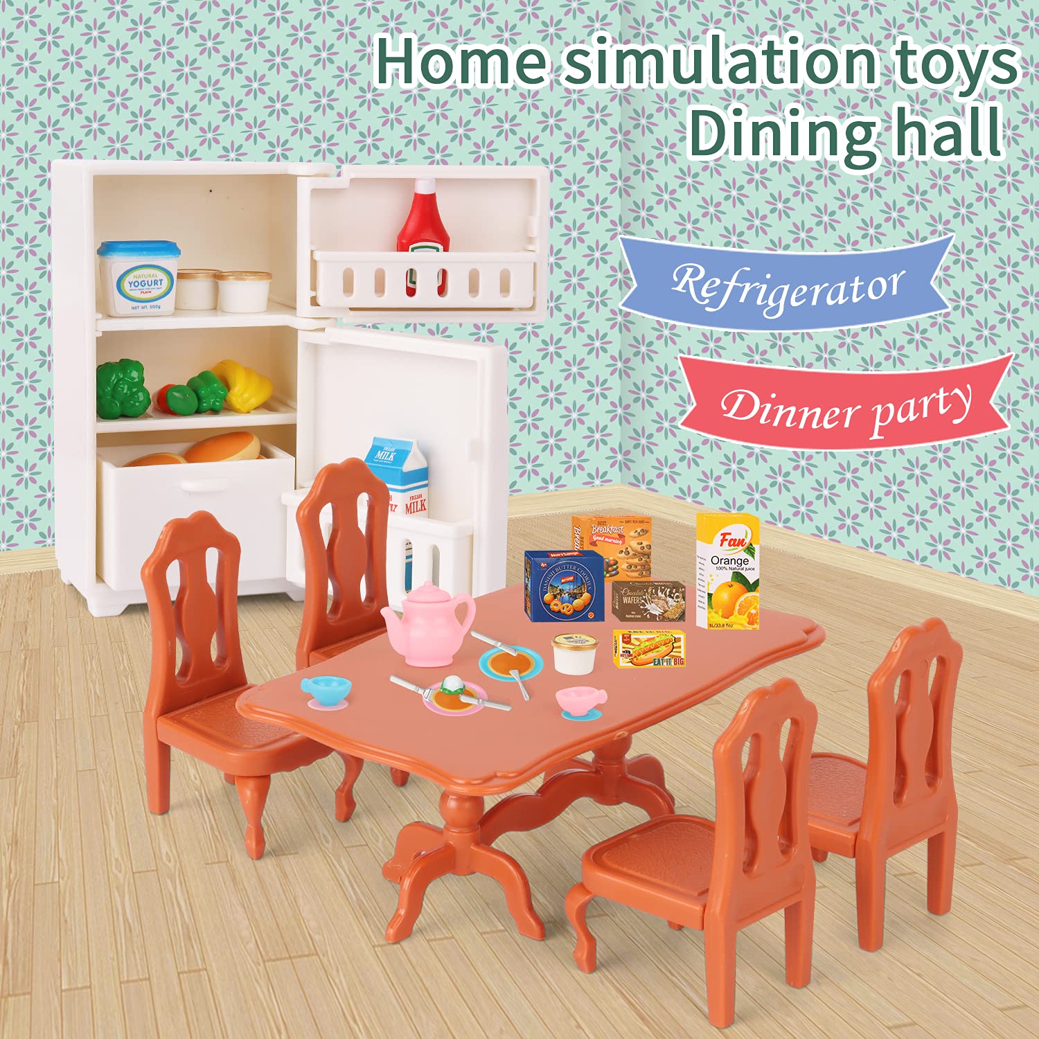 **Miniature Dollhouse Furniture Set - Dining Room Accessories for Kids Pretend Play, Ages 3+ | Perfect for Boys & Girls Toy Houses & Imaginative Playtime**