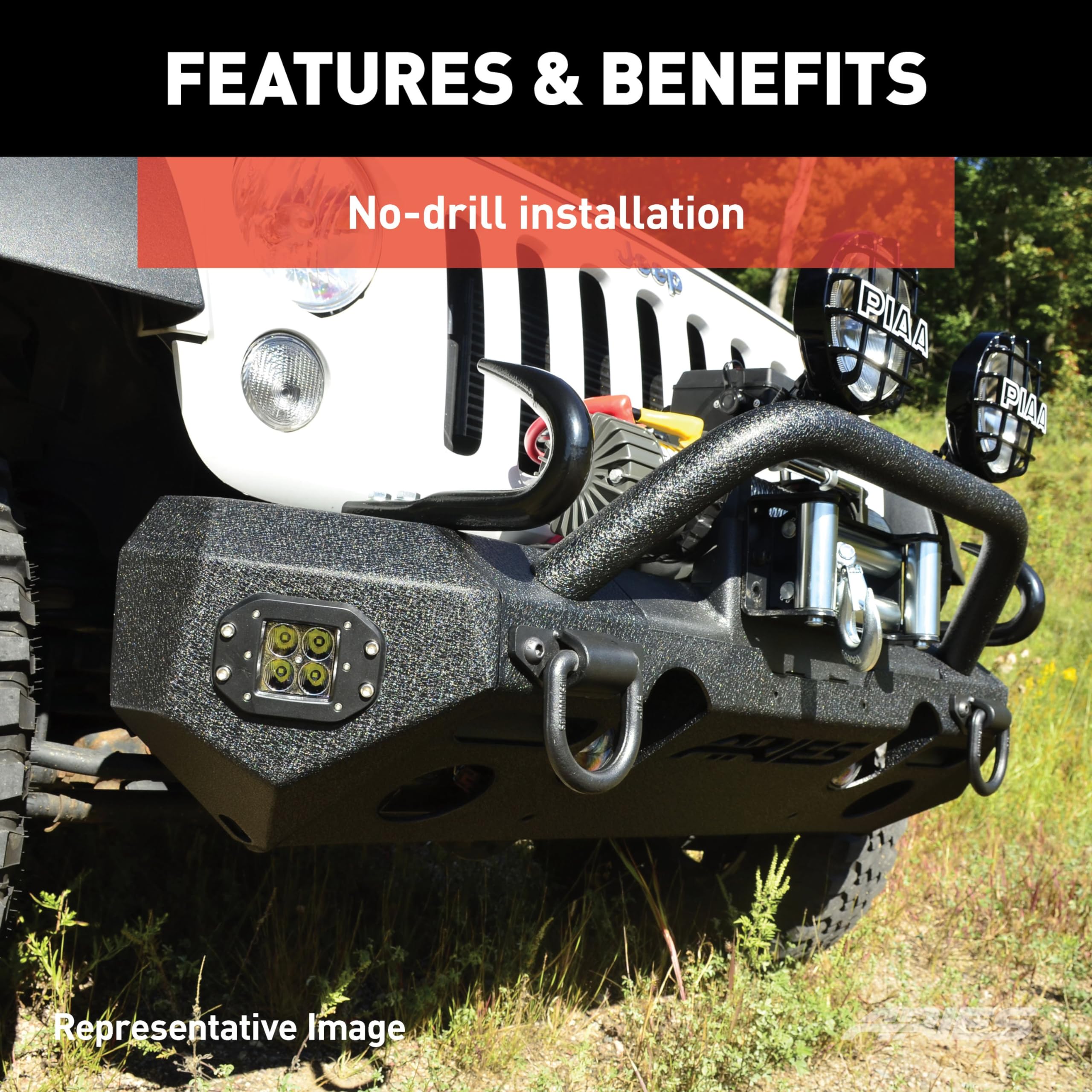 Aries Black Steel Front Bumper with LED Lights for Jeep Wrangler JL & Gladiator - Off-Road Adventure