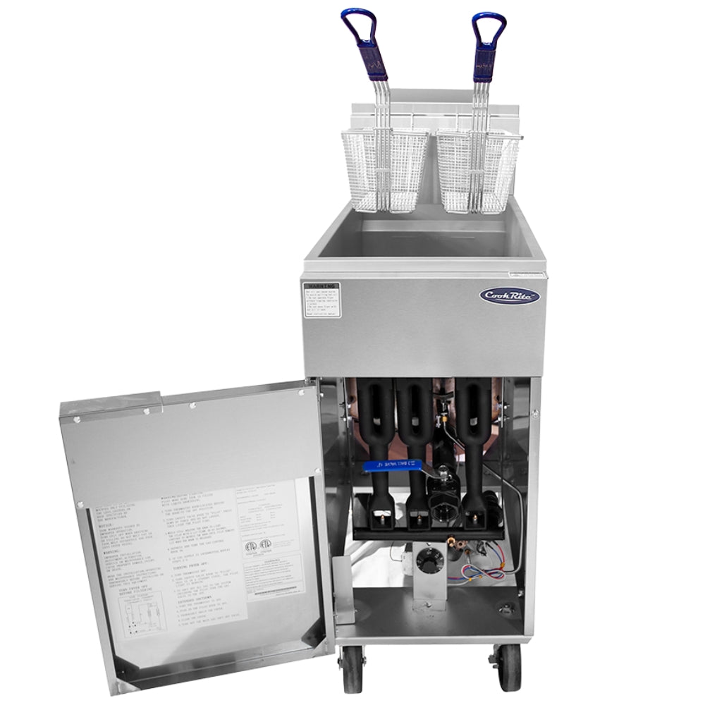Atosa 40 lb Commercial Floor Fryer - 102,000 BTU Natural Gas Deep Fryer for Restaurants & Food Trucks - Perfect for High-Volume Frying & Catering Events