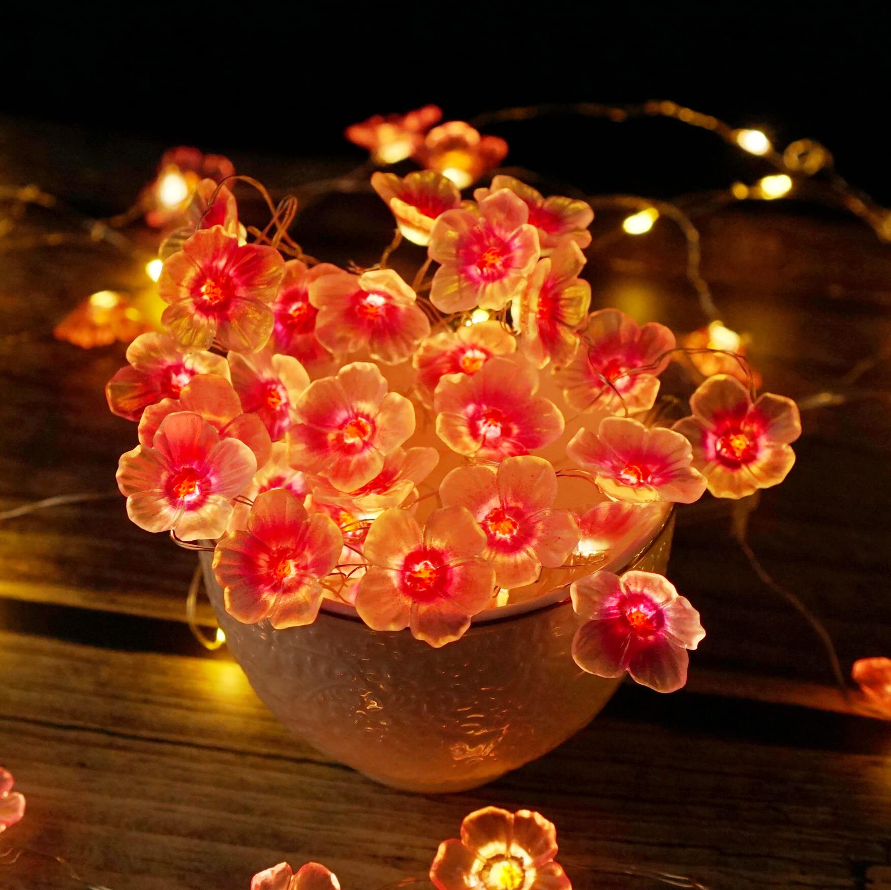 **40 LED Cherry Blossom String Lights - 13ft Pink Floral Fairy Lights with Timer & 8 Modes, Battery Operated for Indoor Decor, Bedroom, Wedding, Party (Perfect for Romantic Ambiance & Festive Celebrations)**