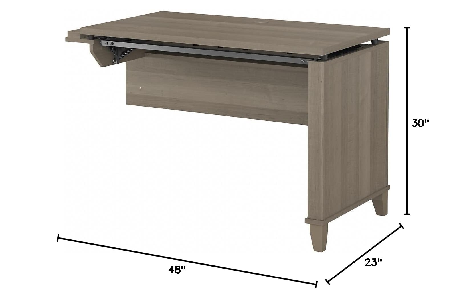 Bush Furniture Somerset 42W 3-Position Adjustable Sit to Stand Desk Return in Ash Gray - Perfect for Home Office, Workspace & Ergonomic Workstations