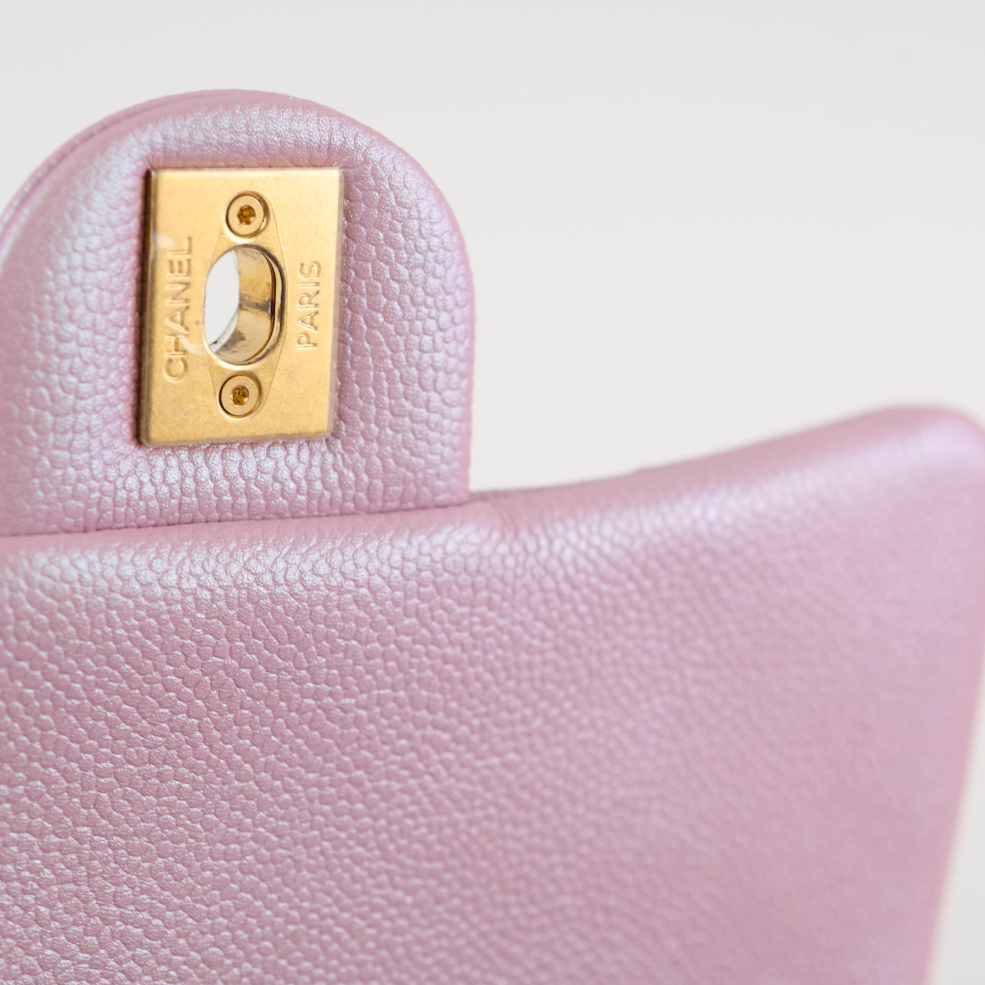 Chanel Caviar Leather My Perfect Square Mini Bag Iridescent Pink with Microchip - Perfect for Evening Parties, Weddings & Special Occasions