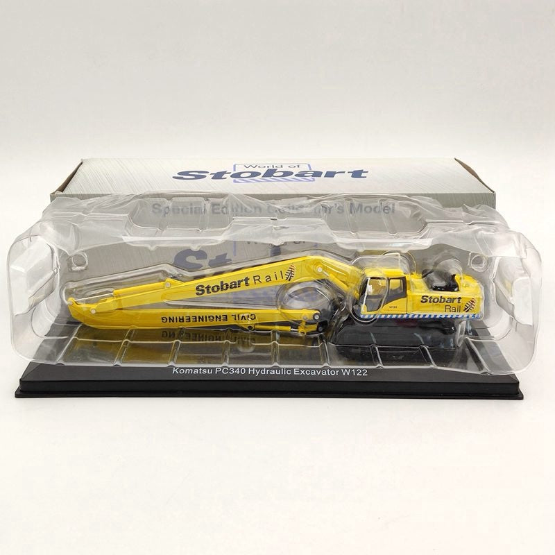 1/76 Scale Eddie Stobart Rail Komatsu PC340 Hydraulic Excavator Diecast Model - Yellow Construction Vehicle Toy for Adults & Collectors | Perfect for Civil Engineering Displays, Model Train Layouts, and Construction-Themed Collections