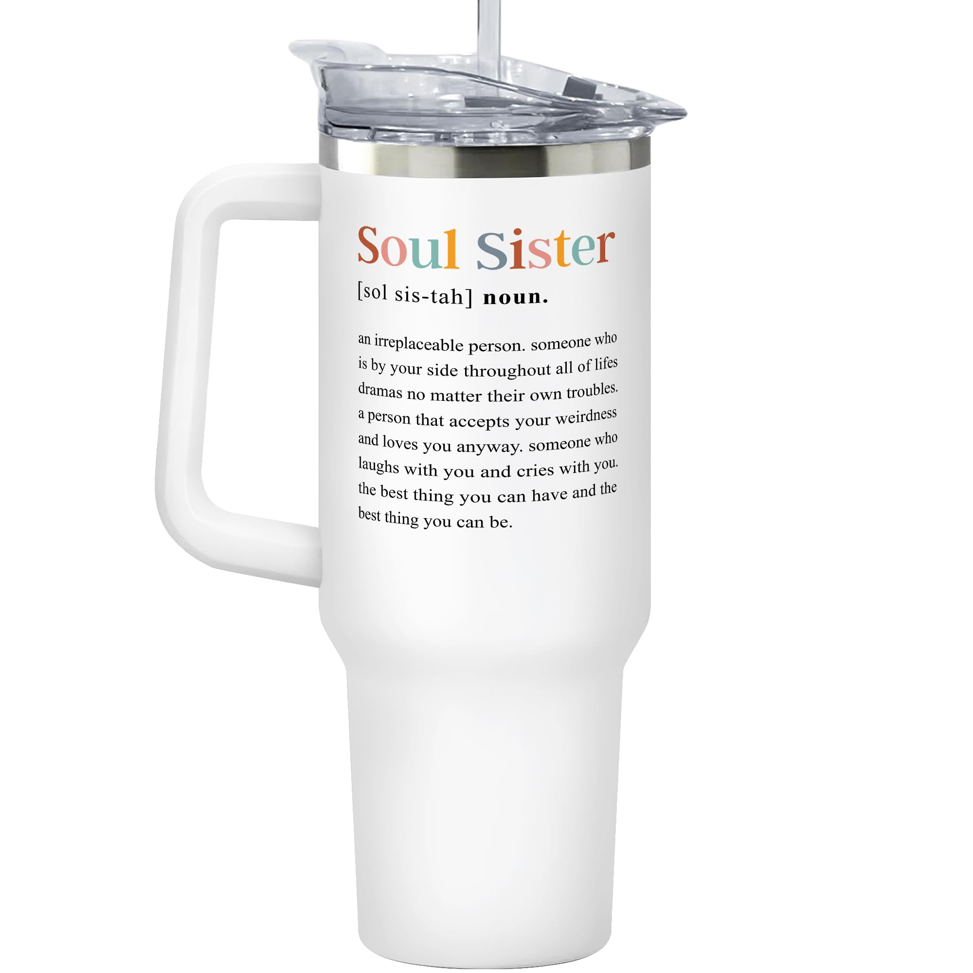 Best Friendship Gifts for Women - 40 Oz Insulated Tumbler Cup for Sister, Best Friend, or Galentine's Day - Cute Valentines Gifts for Her - Perfect for Coffee, Tea & Cold Drinks at Work, Gym, or Travel