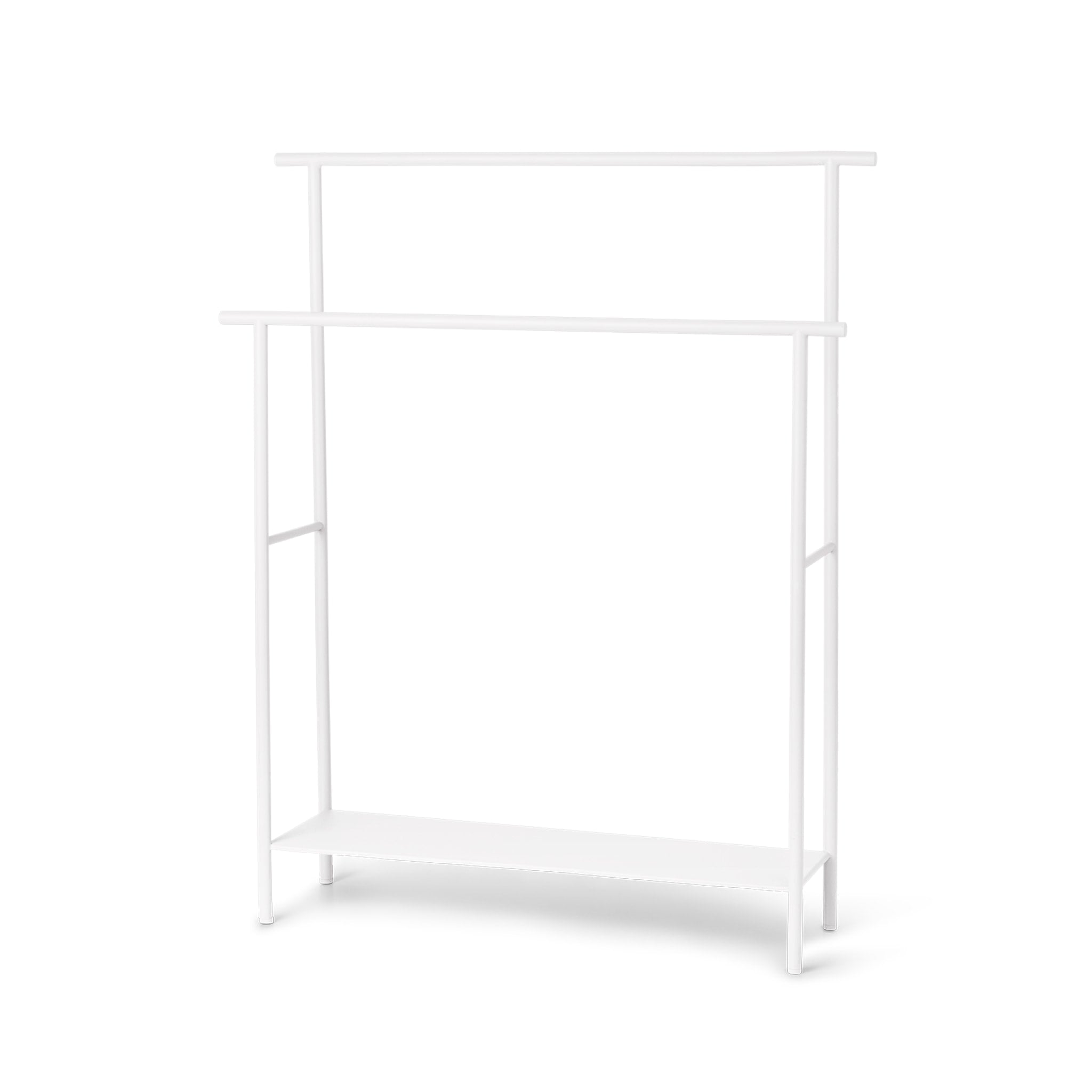 FERM LIVING Dora Towel Stand - Modern White Bathroom Organizer for Hand & Bath Towels | Perfect for Spa, Hotel & Home Decor