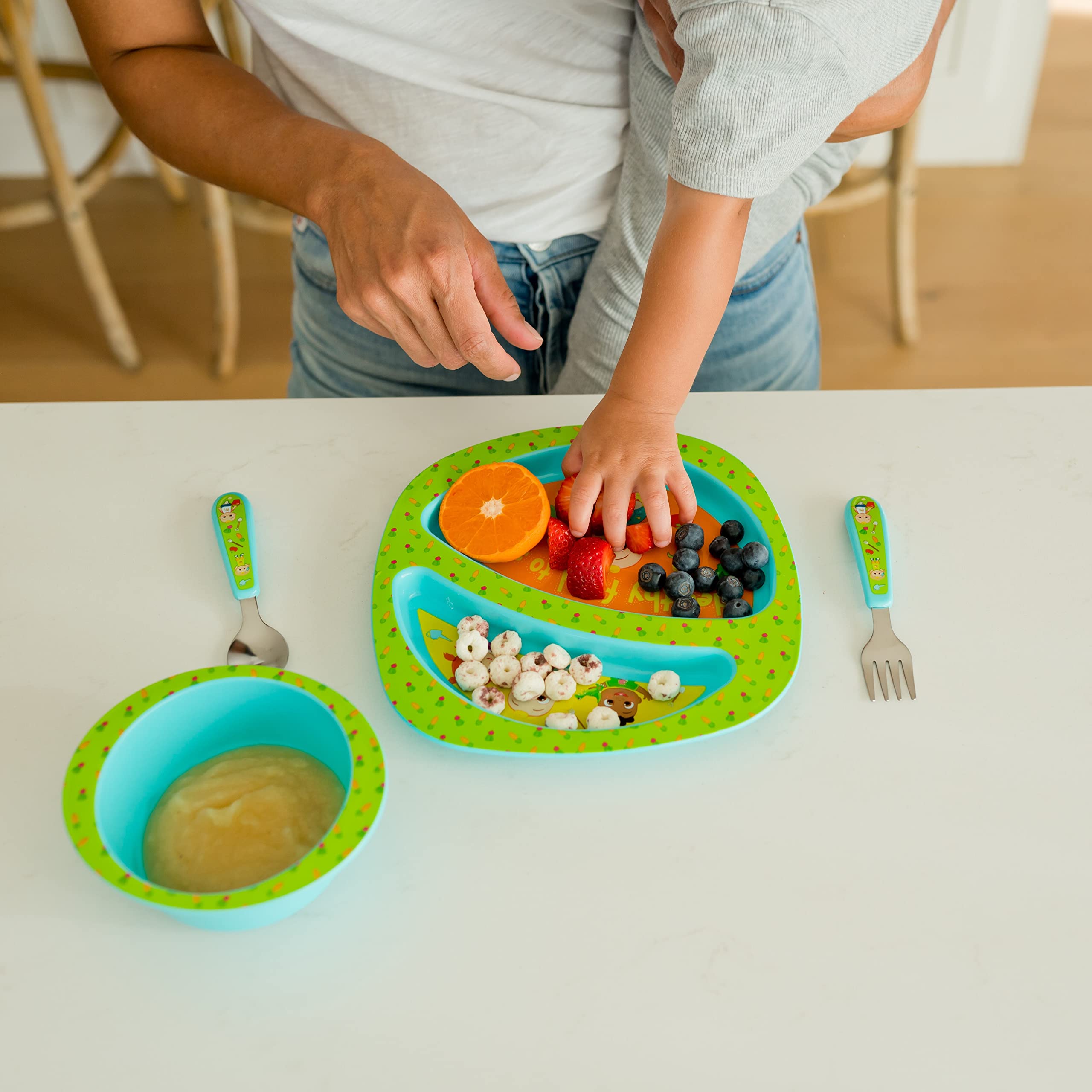 **CoComelon Toddler Dinnerware Set - 4-Piece Kids Plates & Utensils for Mealtime Fun | Perfect for Daycare, Home, and Travel**