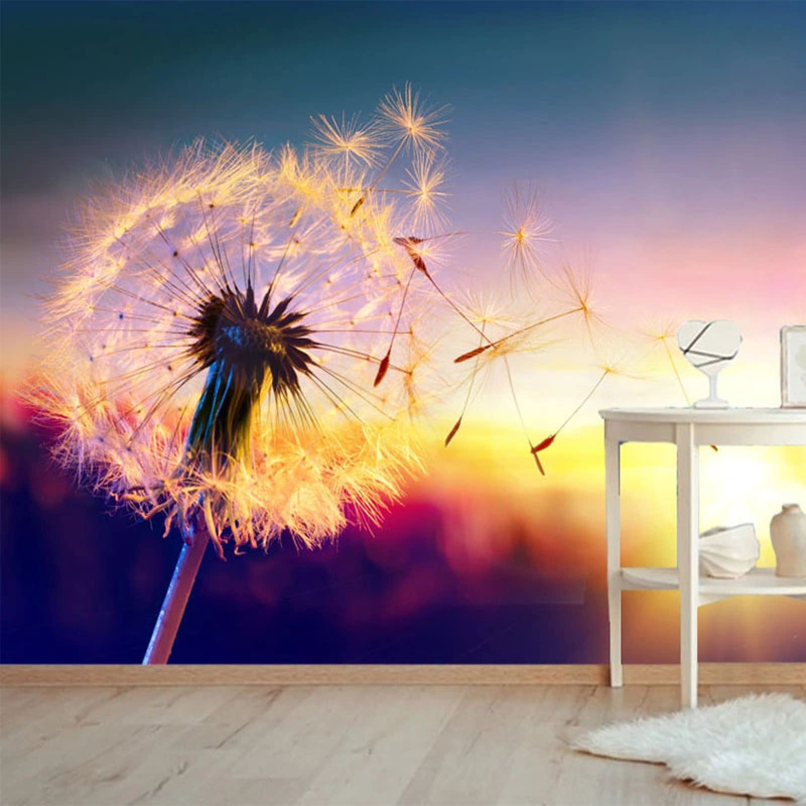 Dandelion Peel and Stick Wallpaper - Self-Adhesive Removable Large Wall Mural (98x69 Inch) - Sunlight Wall Decor for Living Room, Bedroom & Nursery