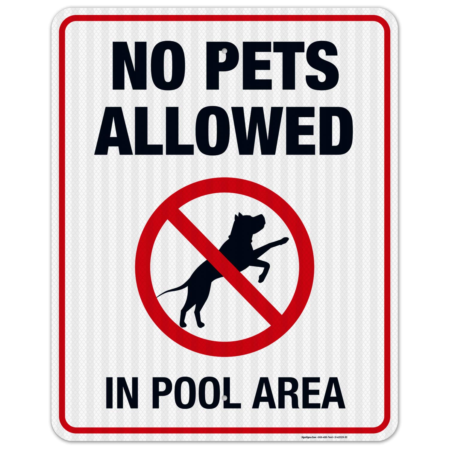No Pets Allowed in Pool Area Sign - 24x30 Inch Reflective Aluminum Pool Sign with 3M EGP Coating | Durable .080 Aluminum, Fade Resistant for Indoor/Outdoor Use | Made in USA | Perfect for Community Pools, Hotels & Public Swimming Areas