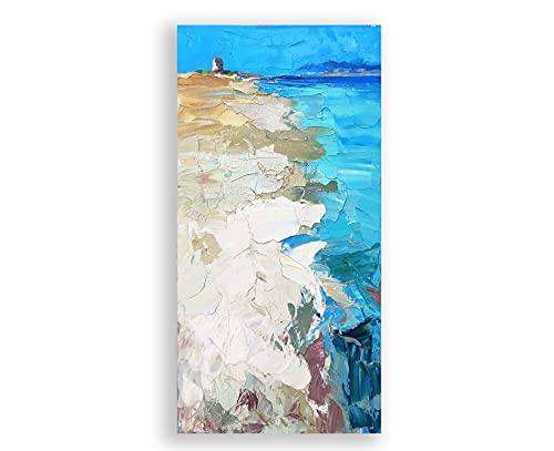 Original Beach Painting on Canvas - Modern Abstract Seascape Artwork, Coastal Wall Decor for Living Room, Bedroom & Office - Unique Gift Idea for Art Lovers