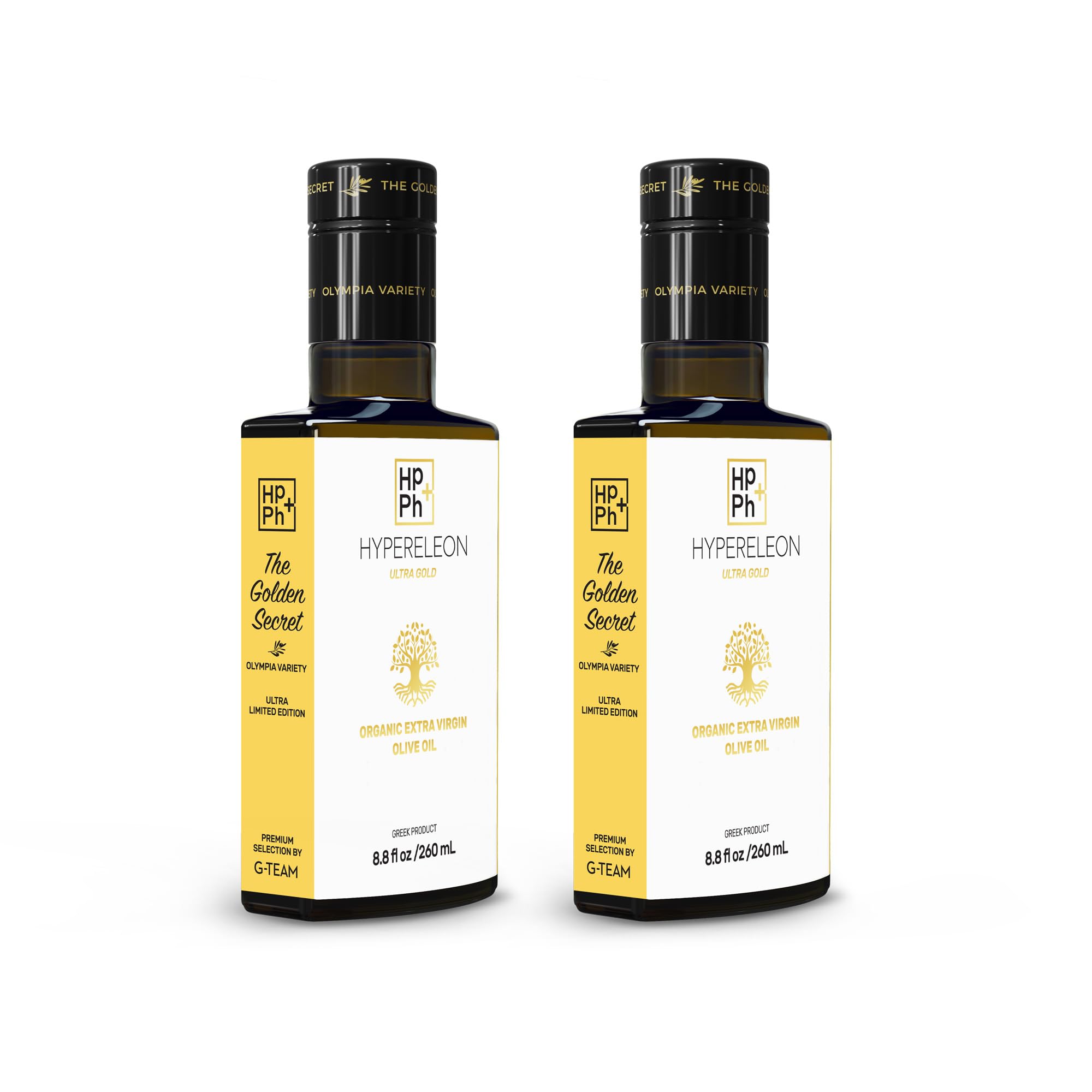 Premium Organic Greek Extra Virgin Olive Oil - 100% Pure, Unfiltered, High Phenolic | Award-Winning HYPERELEON ULTRA GOLD | 260ml (Pack of 2) | Perfect for Salads, Cooking & Gourmet Dipping