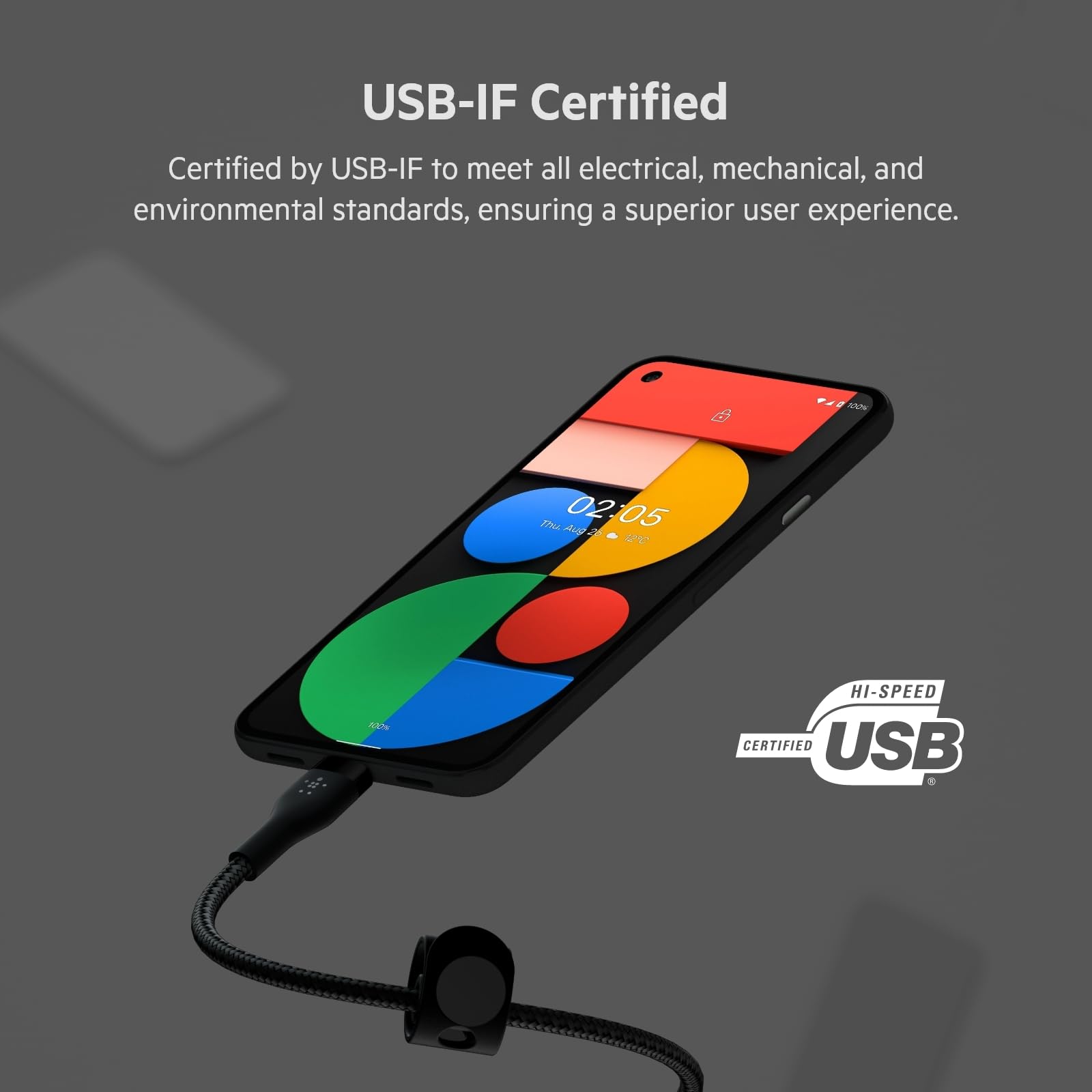 Belkin BoostCharge Pro Flex Braided USB-C to USB-A Fast Charging Cable (3.3FT/1M) - USB-IF Certified, Compatible with iPhone 16, iPad Pro, Galaxy S25, Note, Pixel & More - Durable Type C to A Cable for Home, Office & Travel - Black