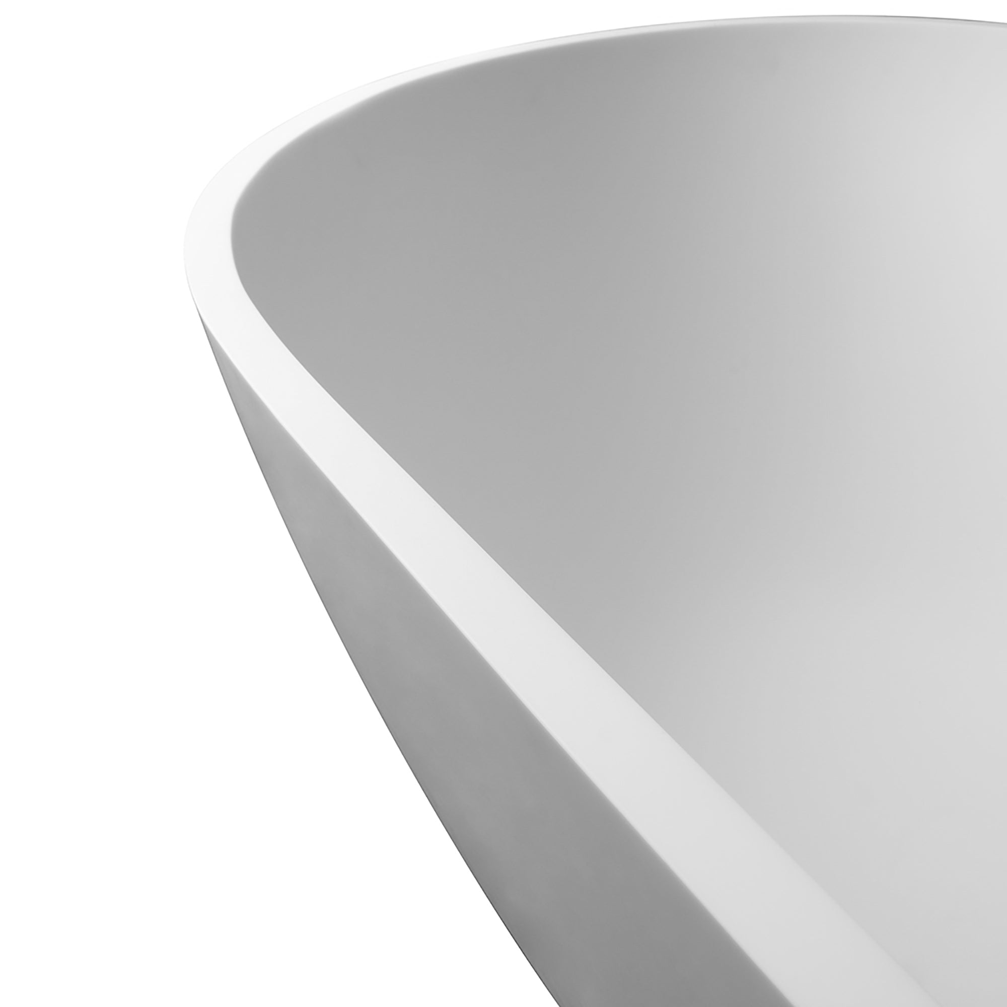 Ryder Matte White Solid Surface Soaking Bathtub with Integrated Overflow & Drain - Freestanding Deep Soak Tub for Spa-Like Relaxation in Bathroom or Master Suite