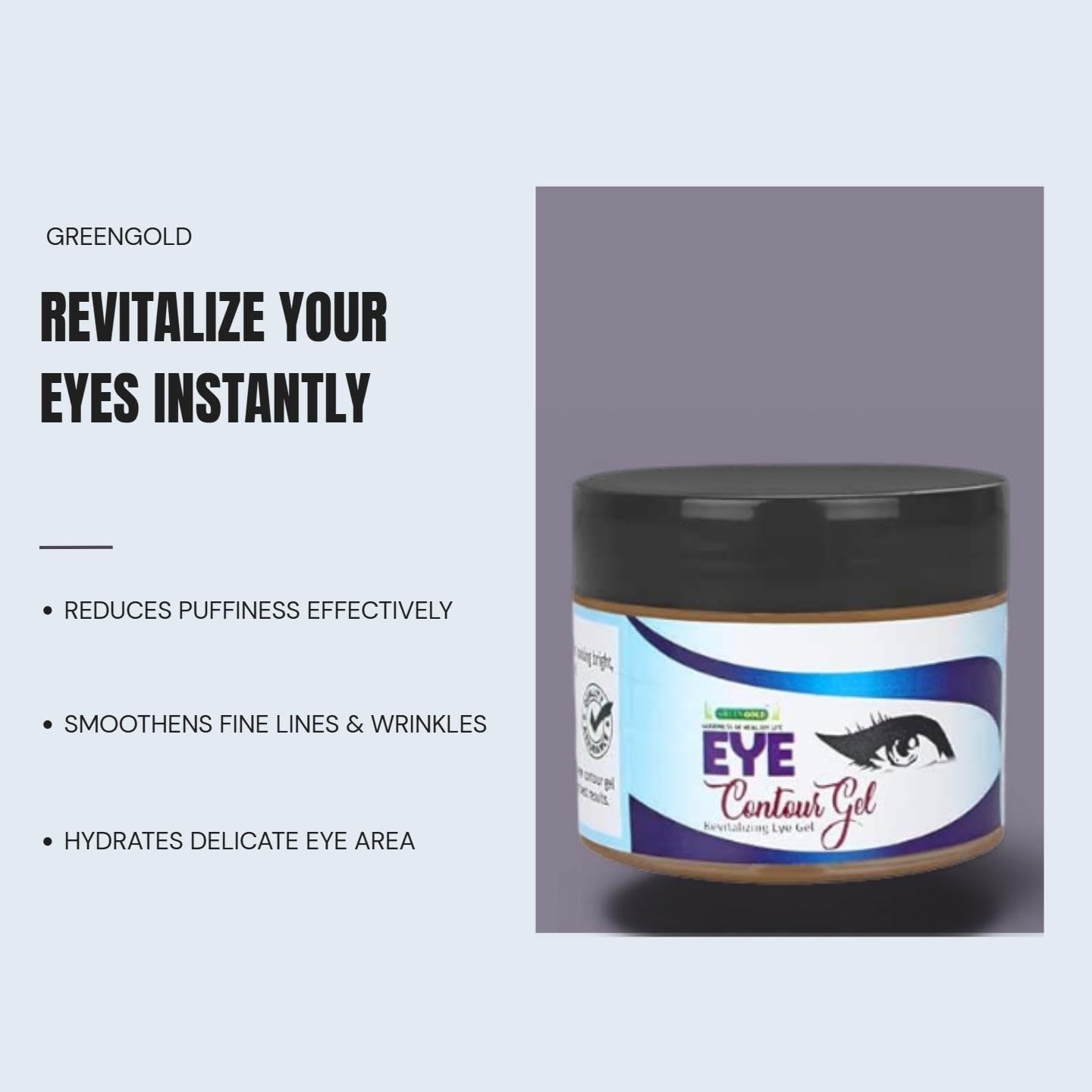 Green Gold Eye Contour Gel - 50g Dark Circle & Puffiness Relief - Hydrating Under Eye Treatment for Brightening & Anti-Aging - Perfect for Morning Routine & Night Care