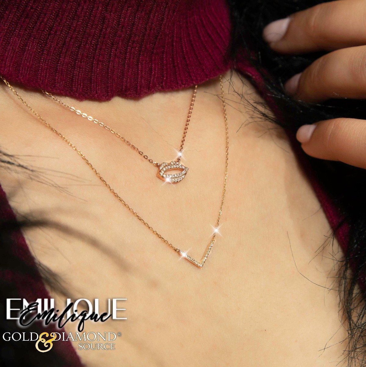 14K Gold 0.05 CTW Diamond V-Shaped Pendant Necklace for Women - Elegant Layering Piece for Date Night & Special Occasions