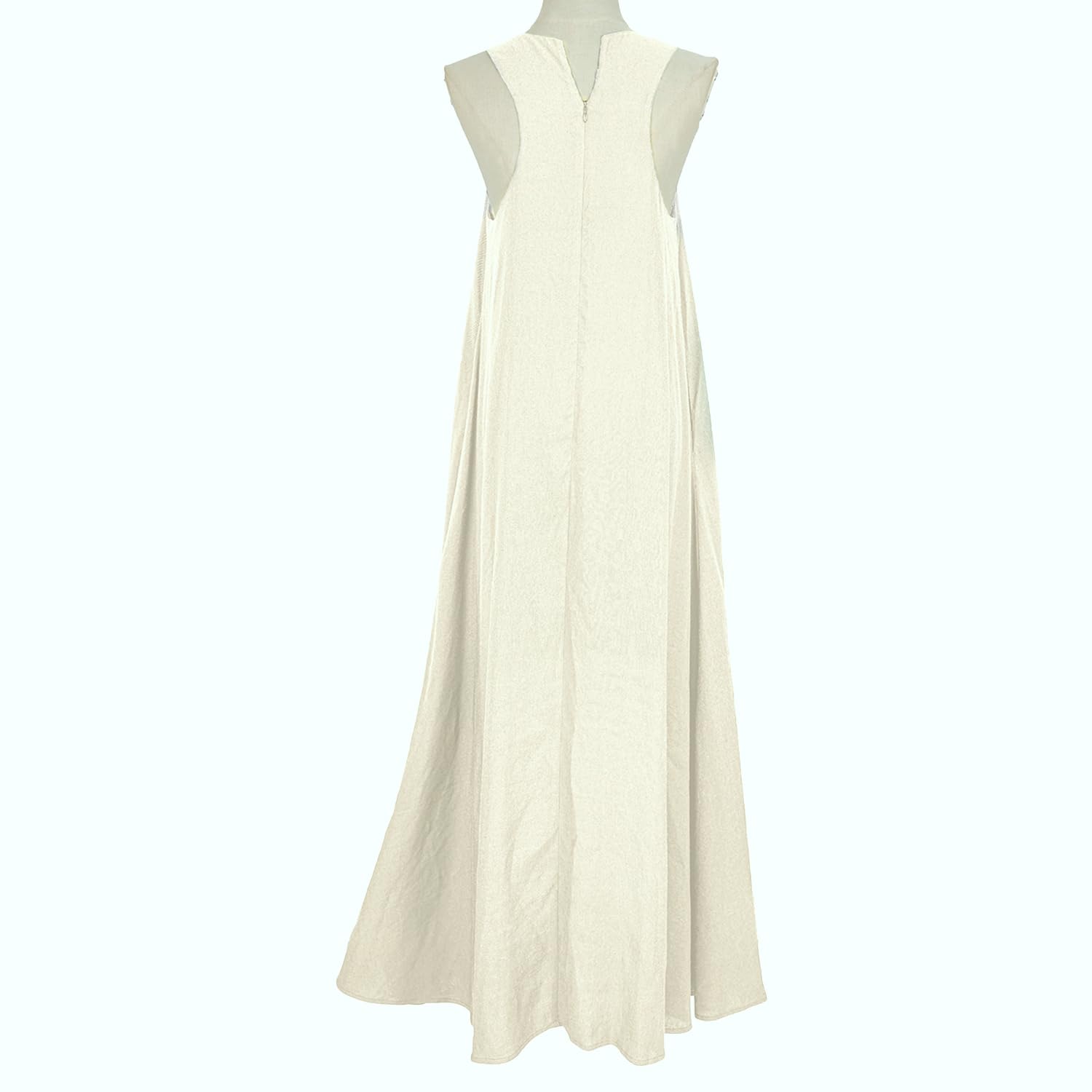 Mingyuezai Women's Sleeveless Linen Maxi Dress - Casual Summer Long Dress with Pockets for Beach, Vacation & Outdoor Activities