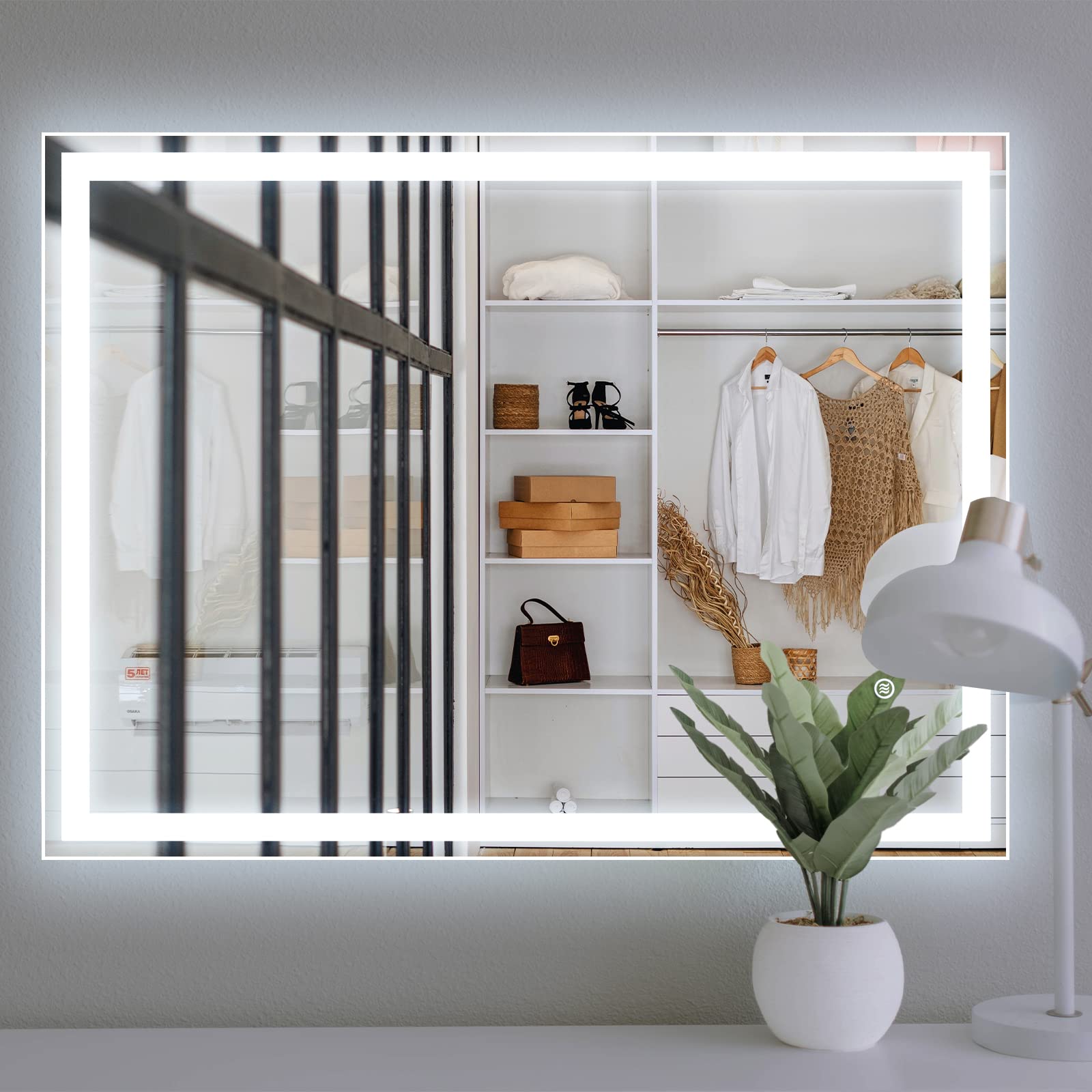 40x30 Inch LED Bathroom Mirror with Anti-Fog & Adjustable Lighting (3000K/4500K/6000K) - Modern Wall Mounted Makeup Mirror with Front & Backlit for Vanity, Dressing Room & Bathroom Decor