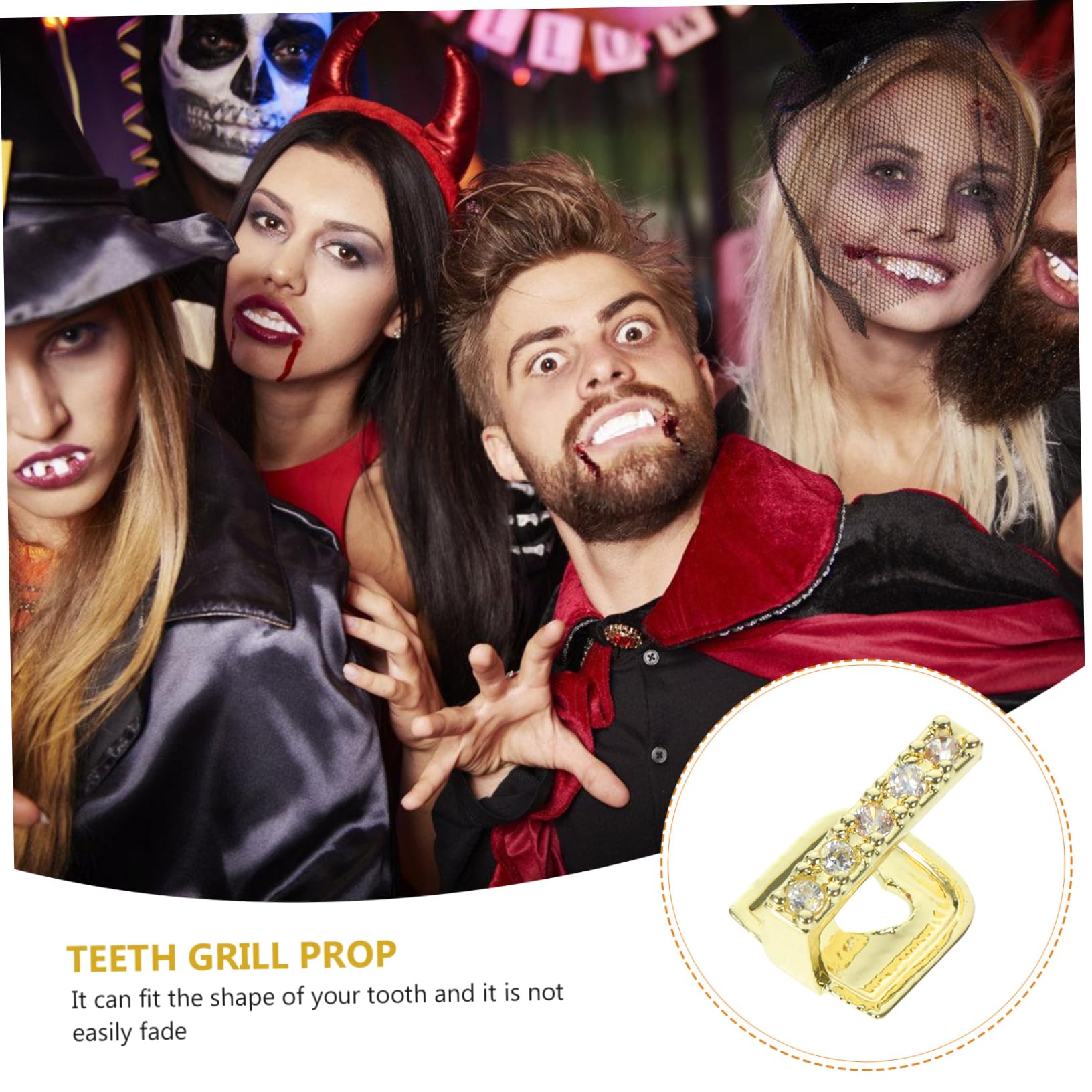 Totority Hip Hop Style Rhinestone Teeth Grill - Single Piece Mouth Jewelry for Rappers & Hip Hop Fashion | Perfect for Concerts, Music Videos & Streetwear Looks