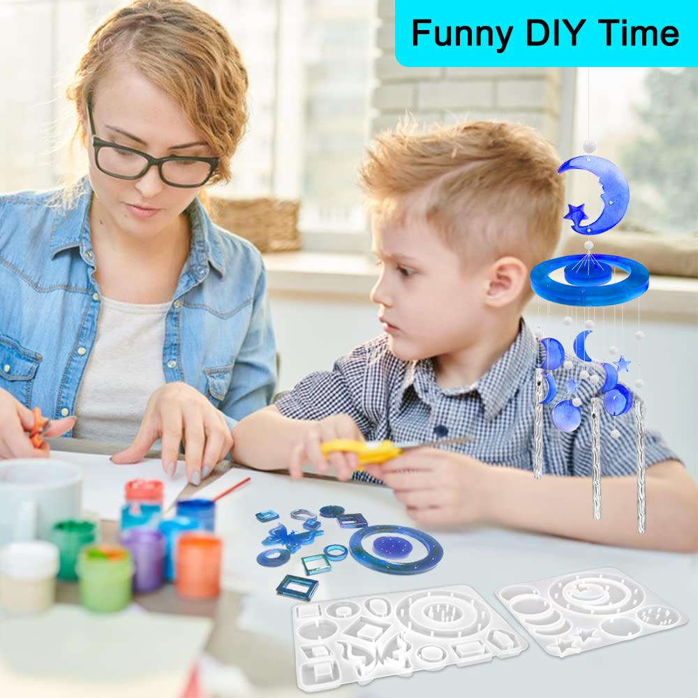2-Piece Resin Wind Chime Mold Set - Butterfly & Moon Silicone Molds for DIY Epoxy Resin Crafts, Perfect for Home Decor & Unique Gifts for Women (Ideal for Garden, Patio & Relaxation Spaces)