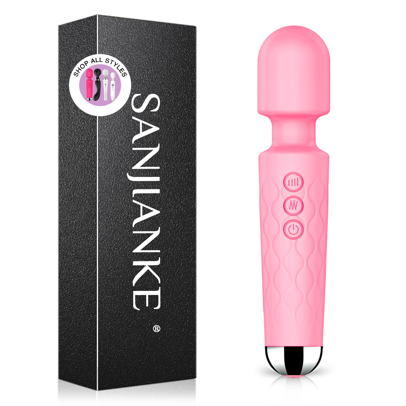 Premium Pink Vibrating Wand Massager - 8 Speeds & 20 Patterns Clitoral Stimulator, Waterproof Adult Sex Toy for Women - Perfect for Solo Play, Couples Intimacy & Stress Relief