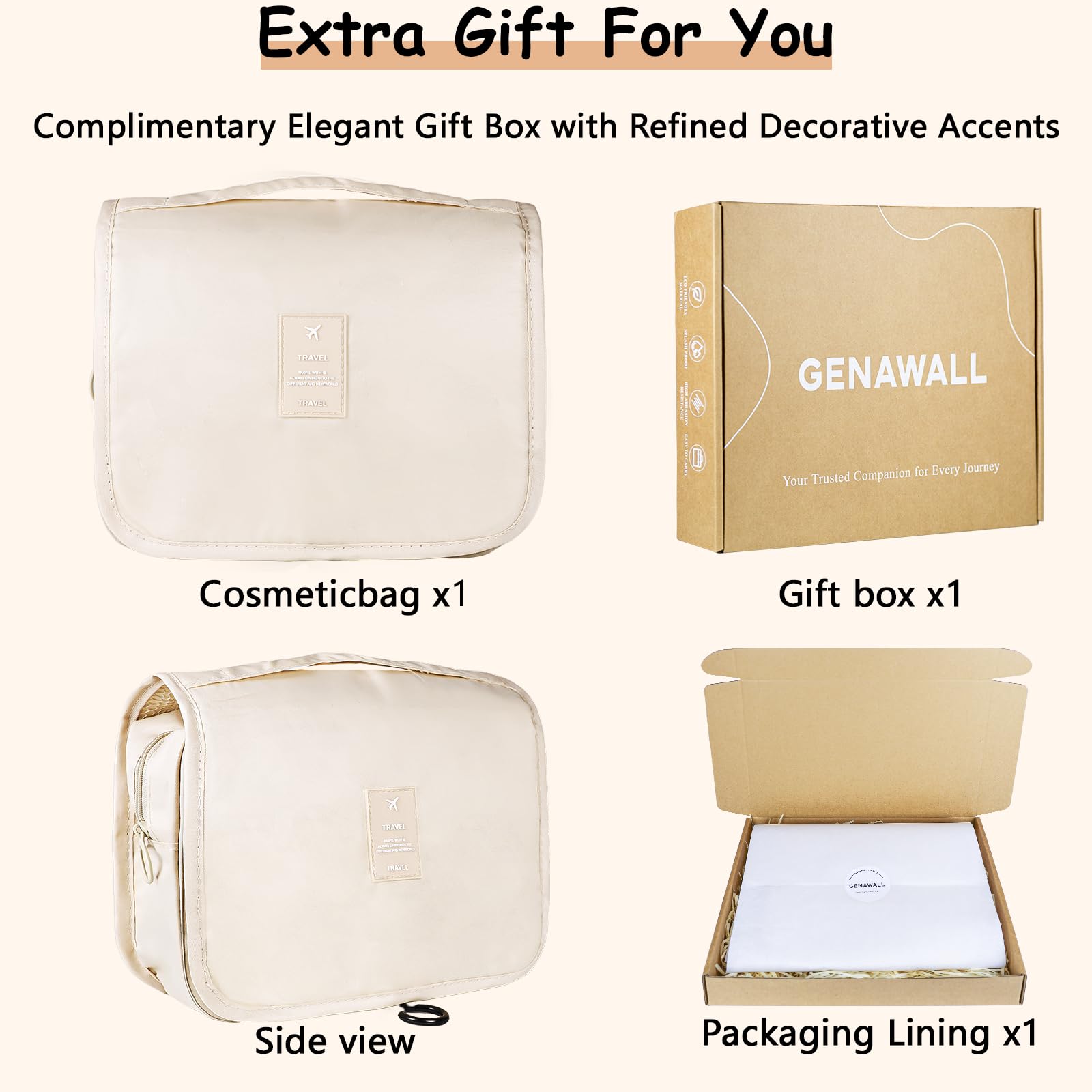 Waterproof Hanging Toiletry Bag for Women - Large Travel Makeup Organizer with Multiple Compartments | Foldable Cosmetic Bag for Bathroom Essentials, Shower Caddy & Vacation Packing | Perfect for Camping, Gym, Business Trips & Air Travel